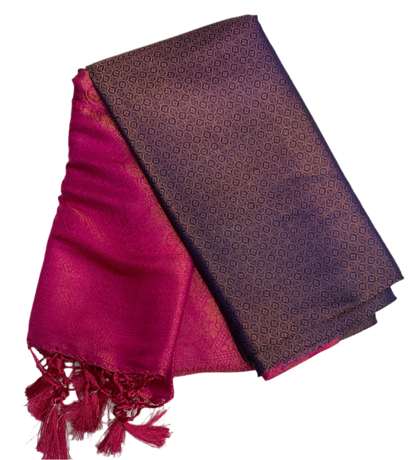 Soft Silk Saree Navy Blue Colour with Pink Pallu