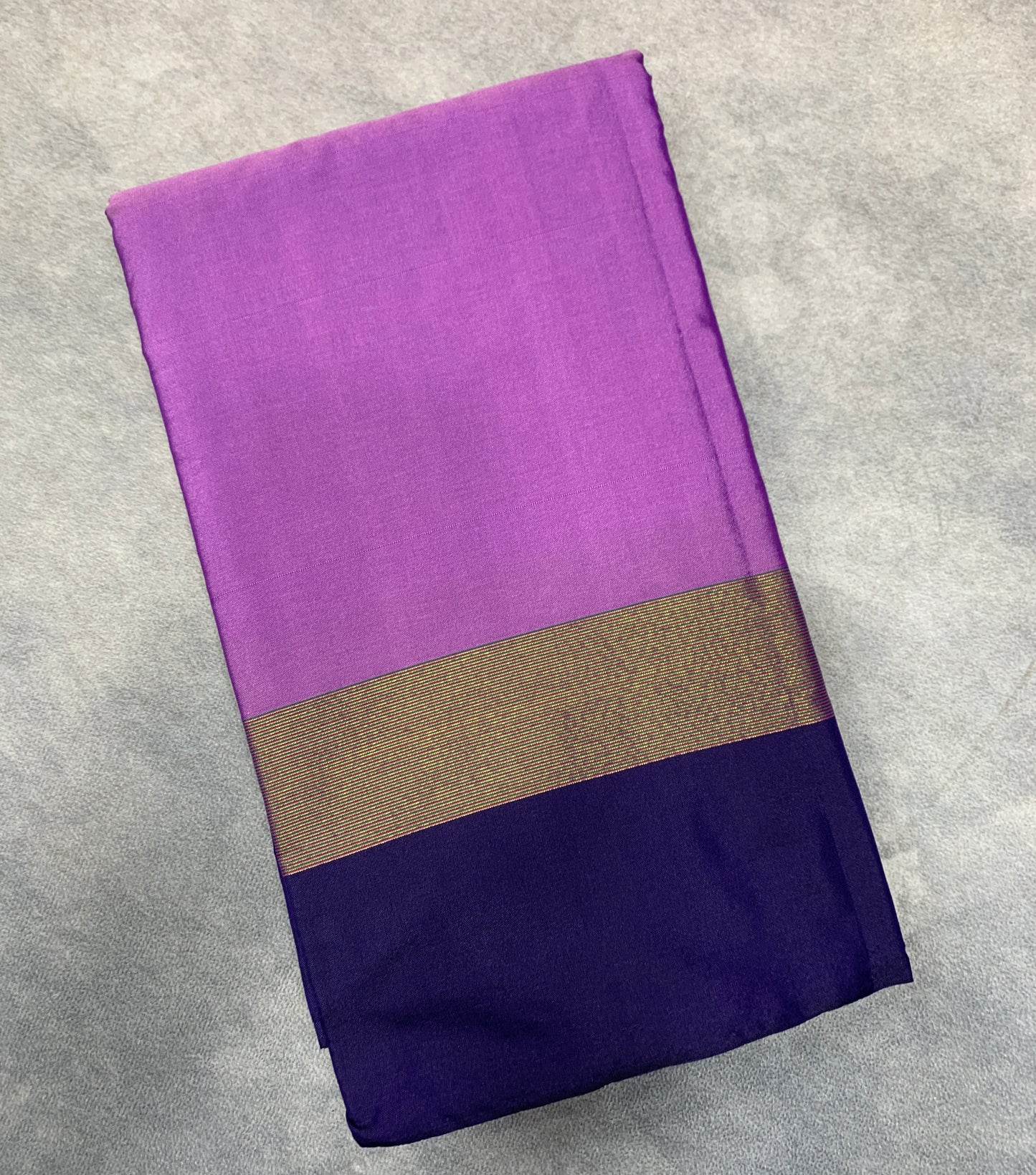 Arani Silk Saree Lavender Colour with Navy Blue and Golden Zari Border