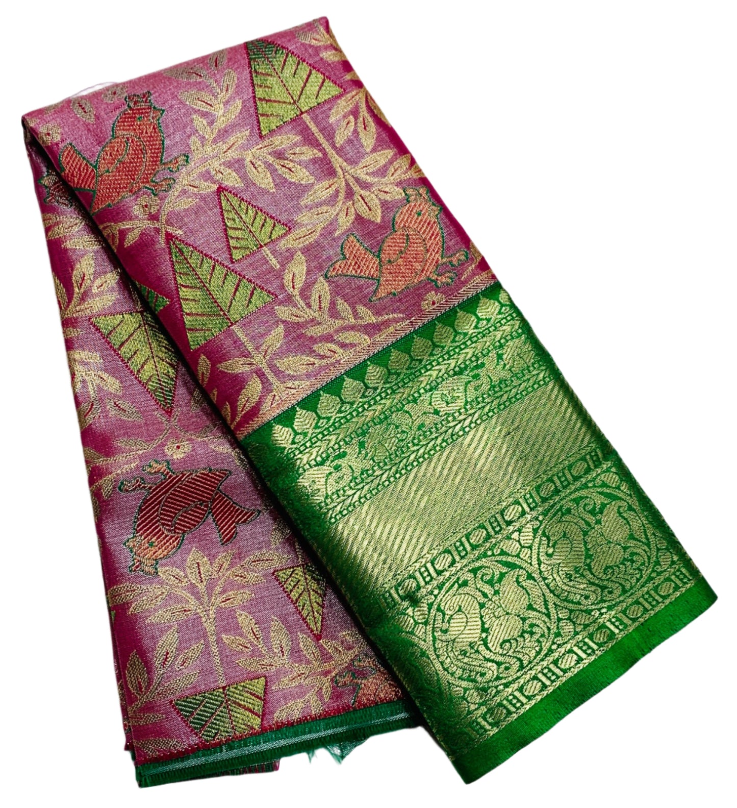 Pink Shade Vegan Silk Kids Pattu Pavadai with Contrast Border for Newborn to 2 Years