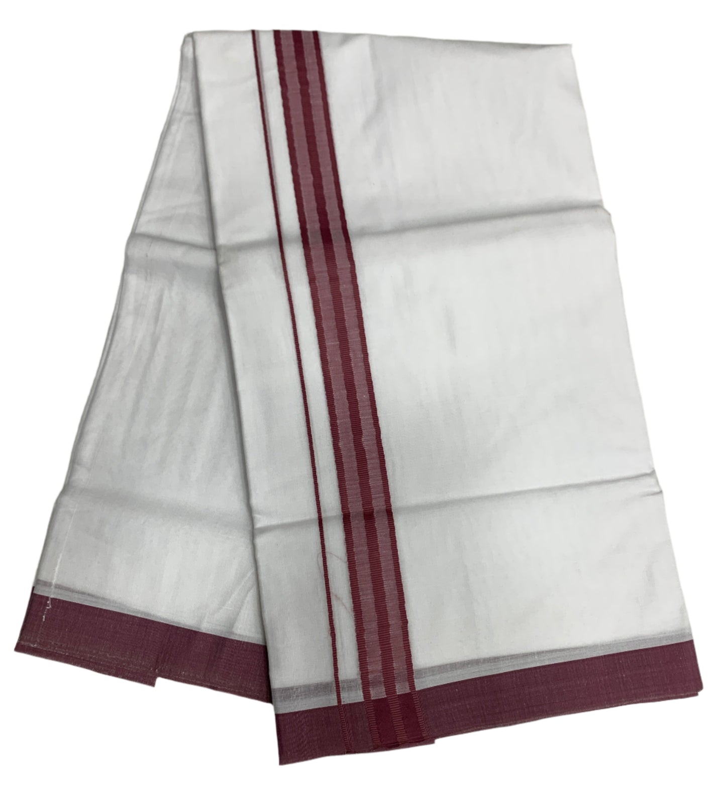 8 Mulam White Cotton Dhoti with Large Light Brown Border