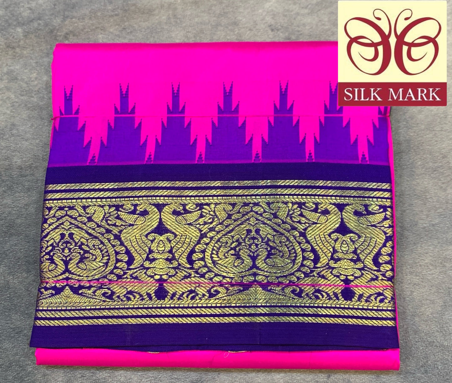 6 Mulam Silk Pooja Towel Pink Colour with Ganga Jamuna Korvai Border( Pre Order Available)