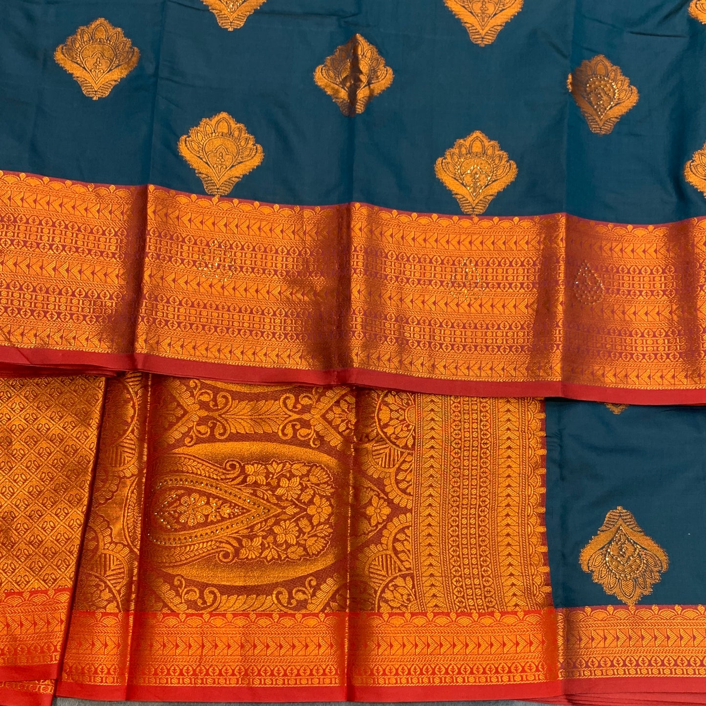 Soft Silk Casual Saree Dark Blue Colour with Maroon and Golden Colour Border