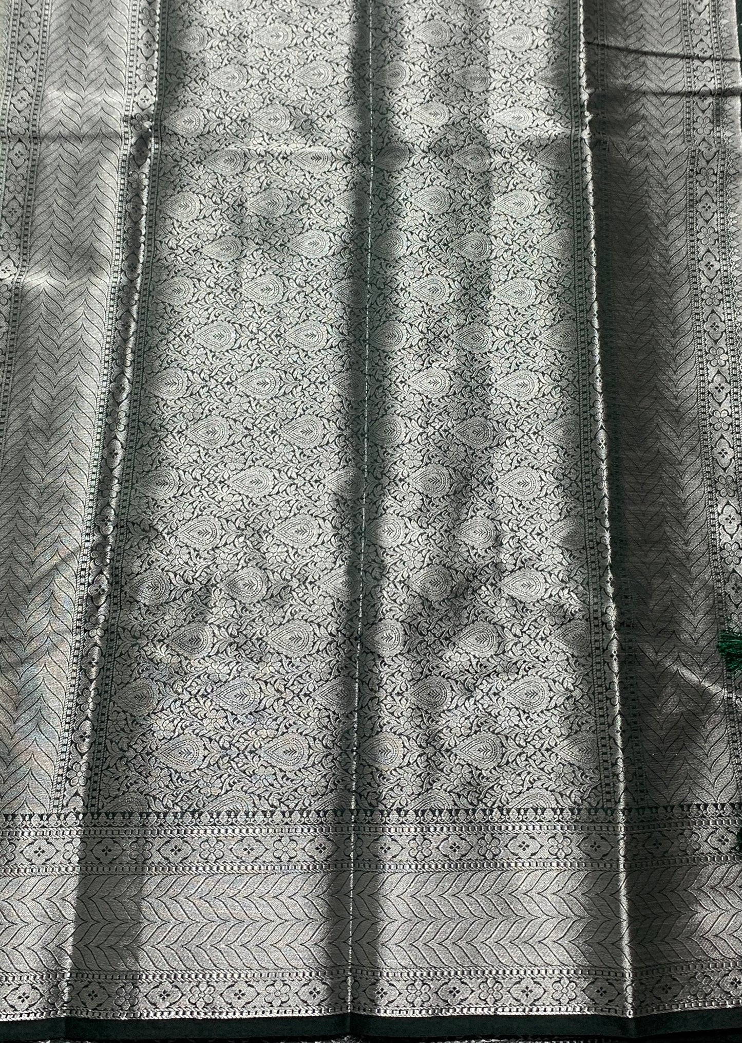 Crepe Saree Coffee Brown Colour with Green Border