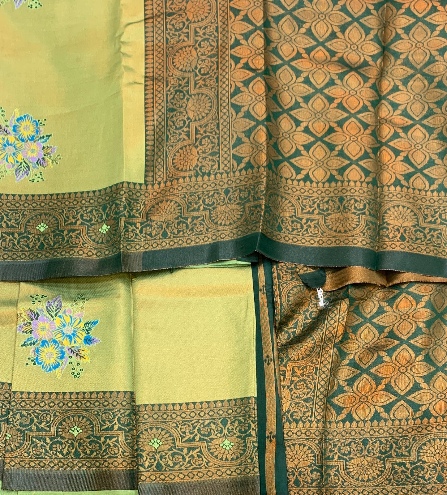 Fancy Tissue Saree Olive Green Colour with Green Border