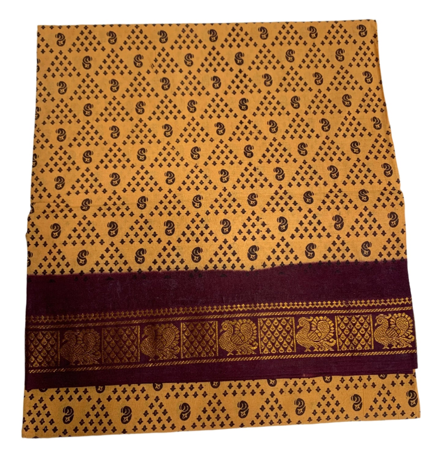Chettinad Sungudi Cotton Sandal Colour with Brown Colour Border
