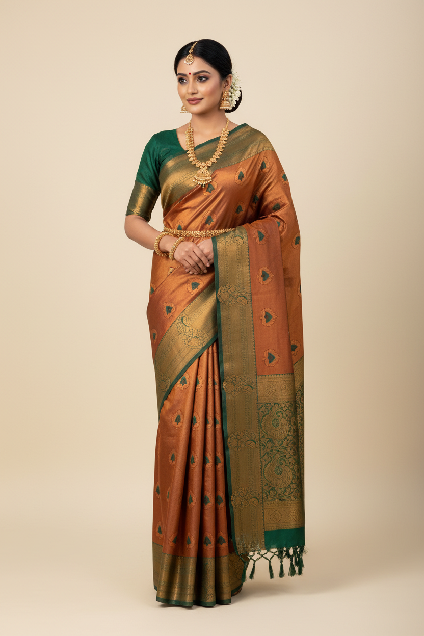 Art Silk Saree Maroon Colour with Green Border