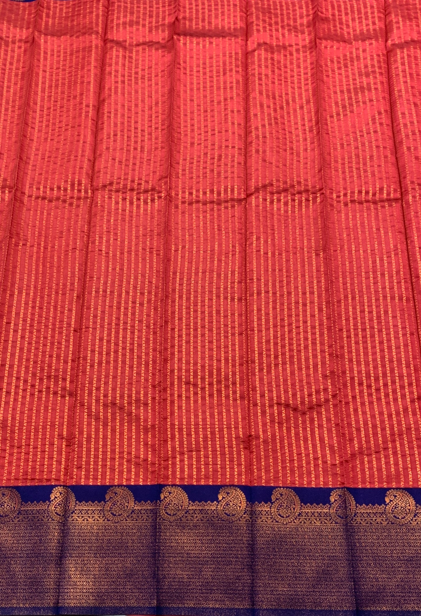 Tomato Pink Colour Art Silk Saree Colour with Navy Blue Border