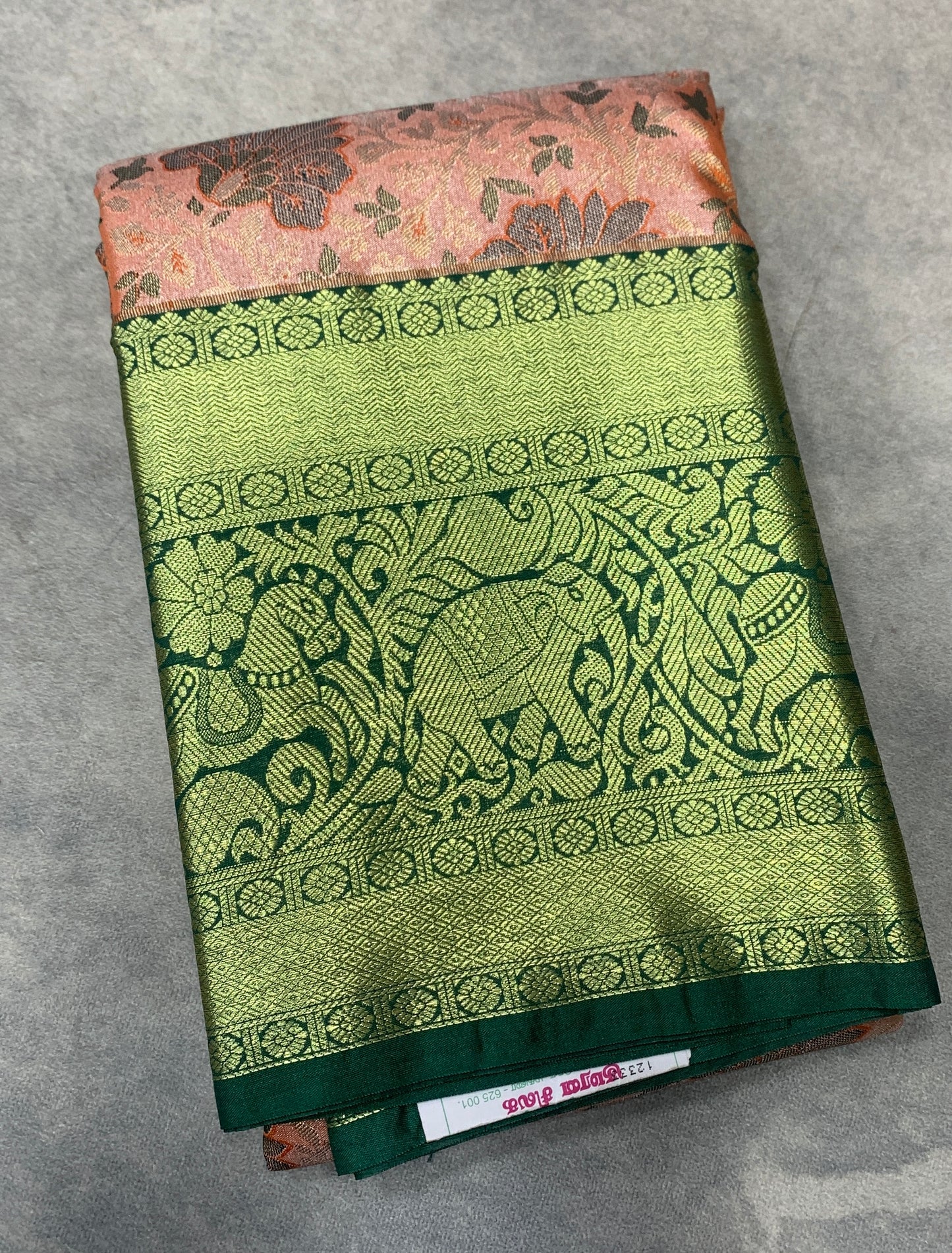Orange Colour Soft kanchi pattu with Green Border