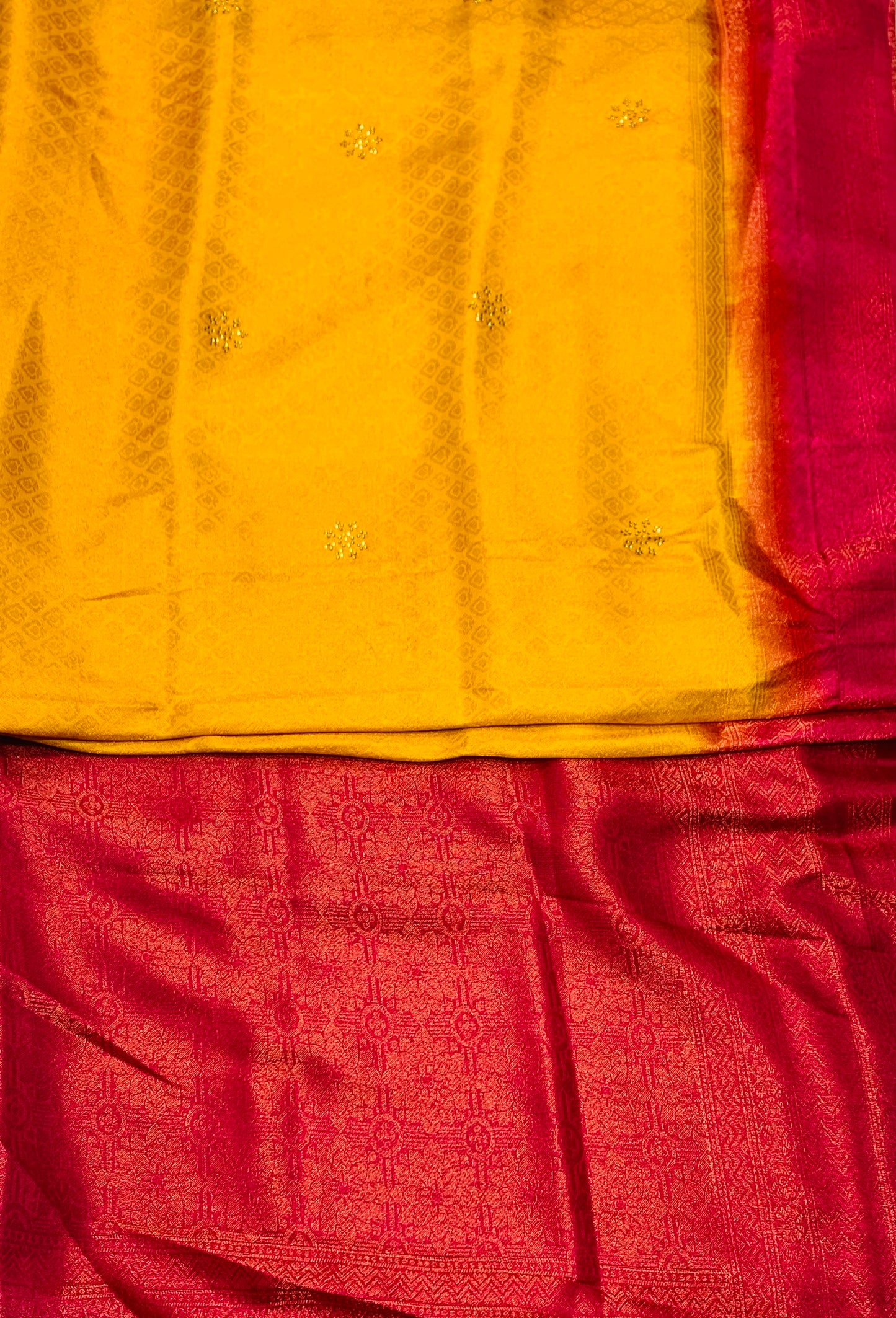 Soft Silk Saree Yellow Colour with Pink Pallu