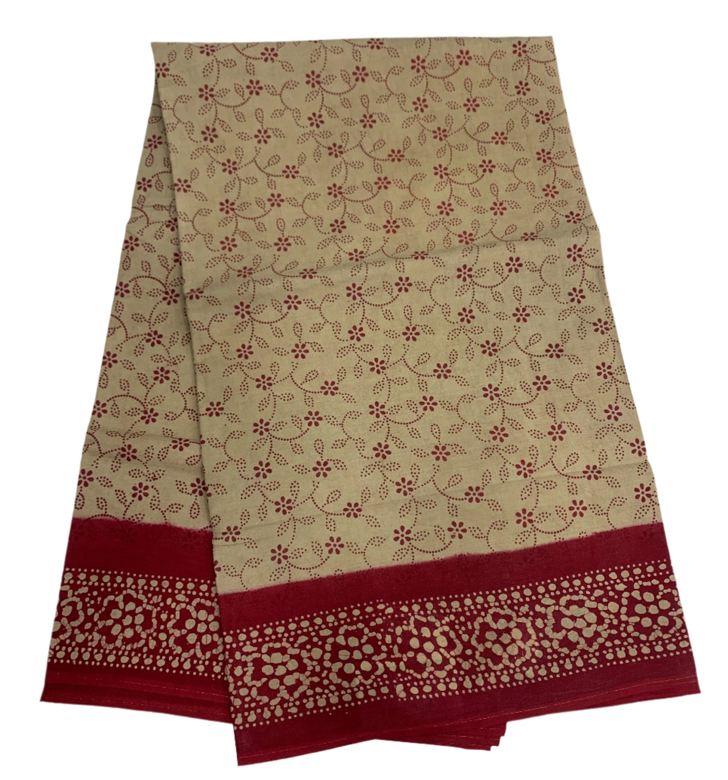Chettinad Sungudi Cotton Light Tussar Colour with Red Border