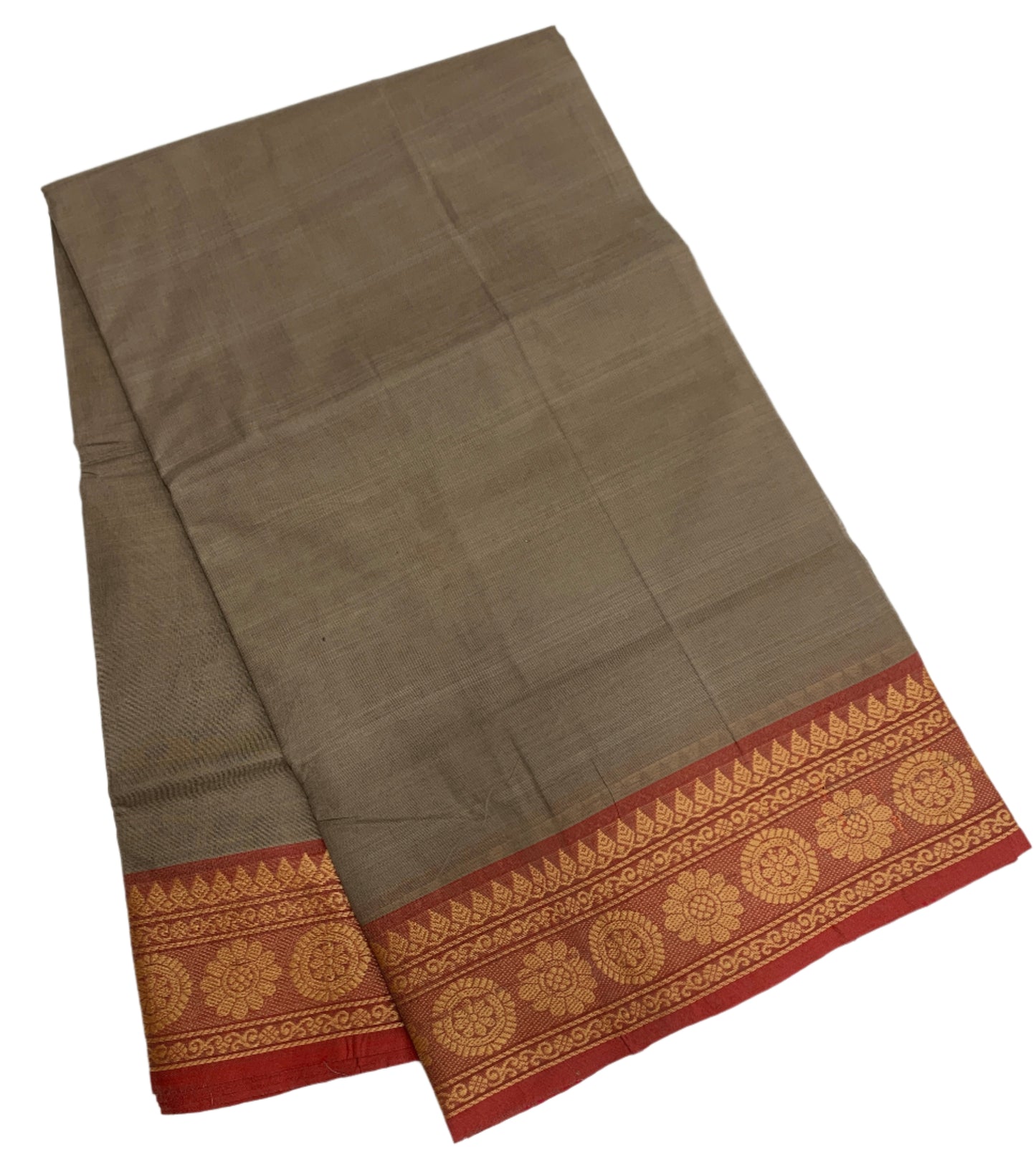 Chettinad Cotton Saree Light Brown Colour with Maroon Border