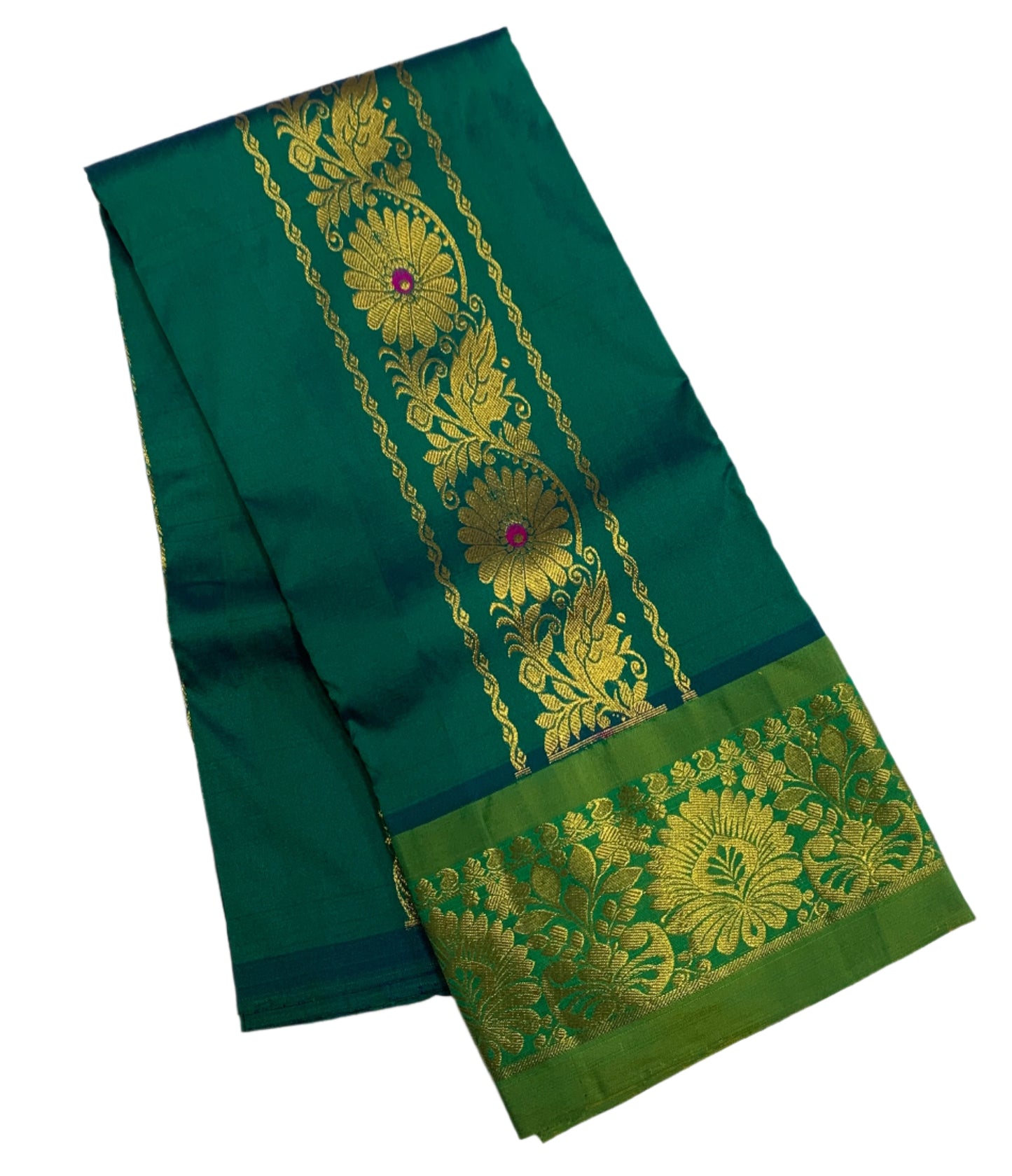 Rama Green Shade Semi Silk Kids Pattu Pavadai with Self border for Age 2 to 5