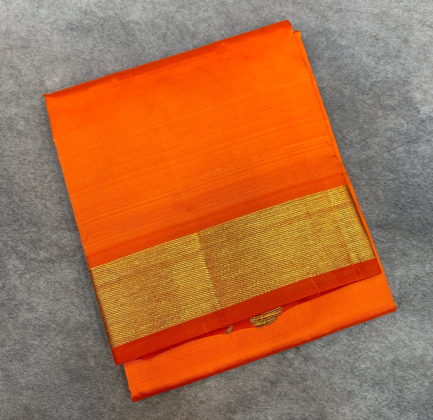 4 Mulam Silk Pooja Towel Orange Colour with Zari Border