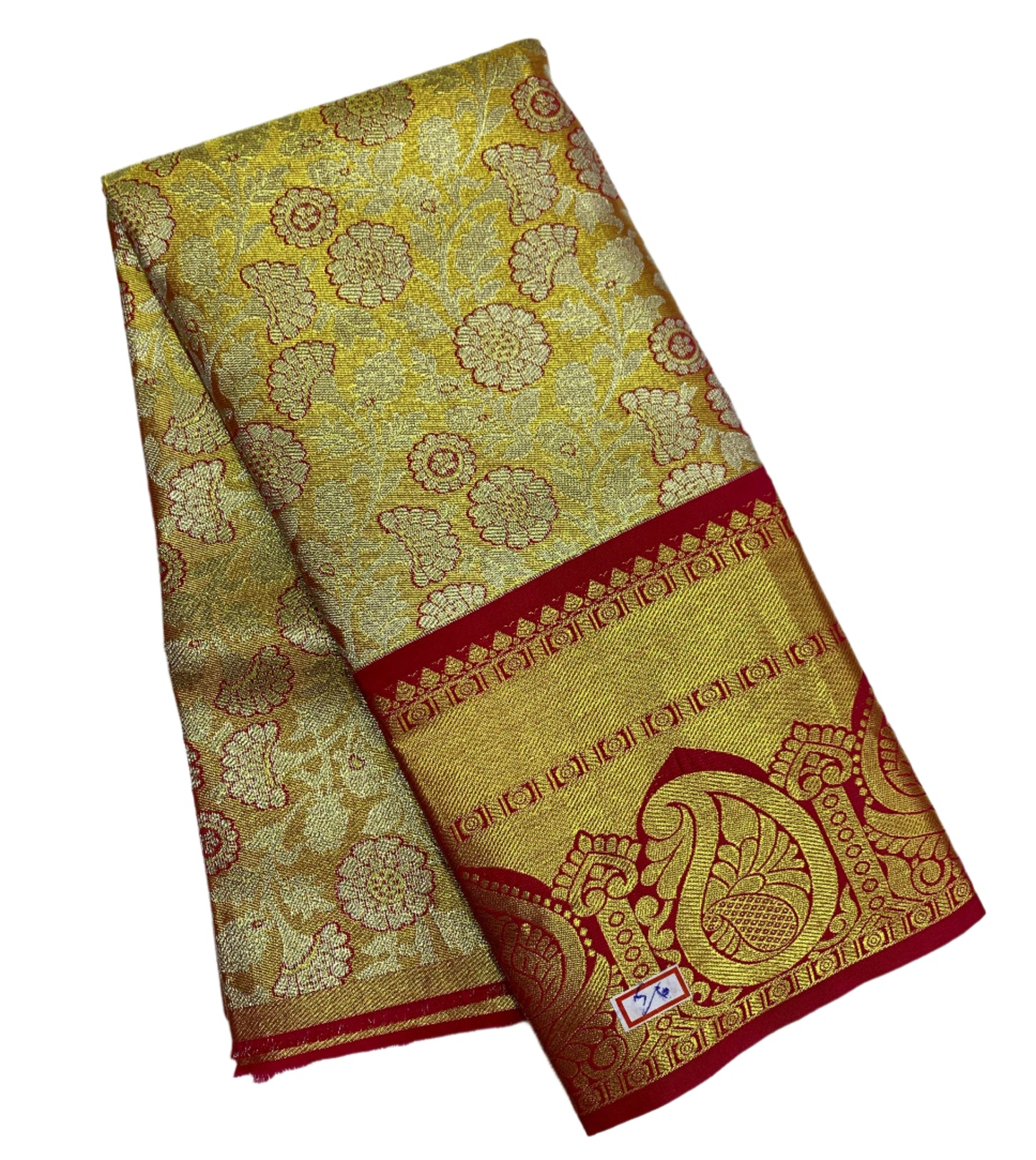 Golden Shade Vegan Silk Kids Pattu Pavadai with Contrast Border for age 2 to 5