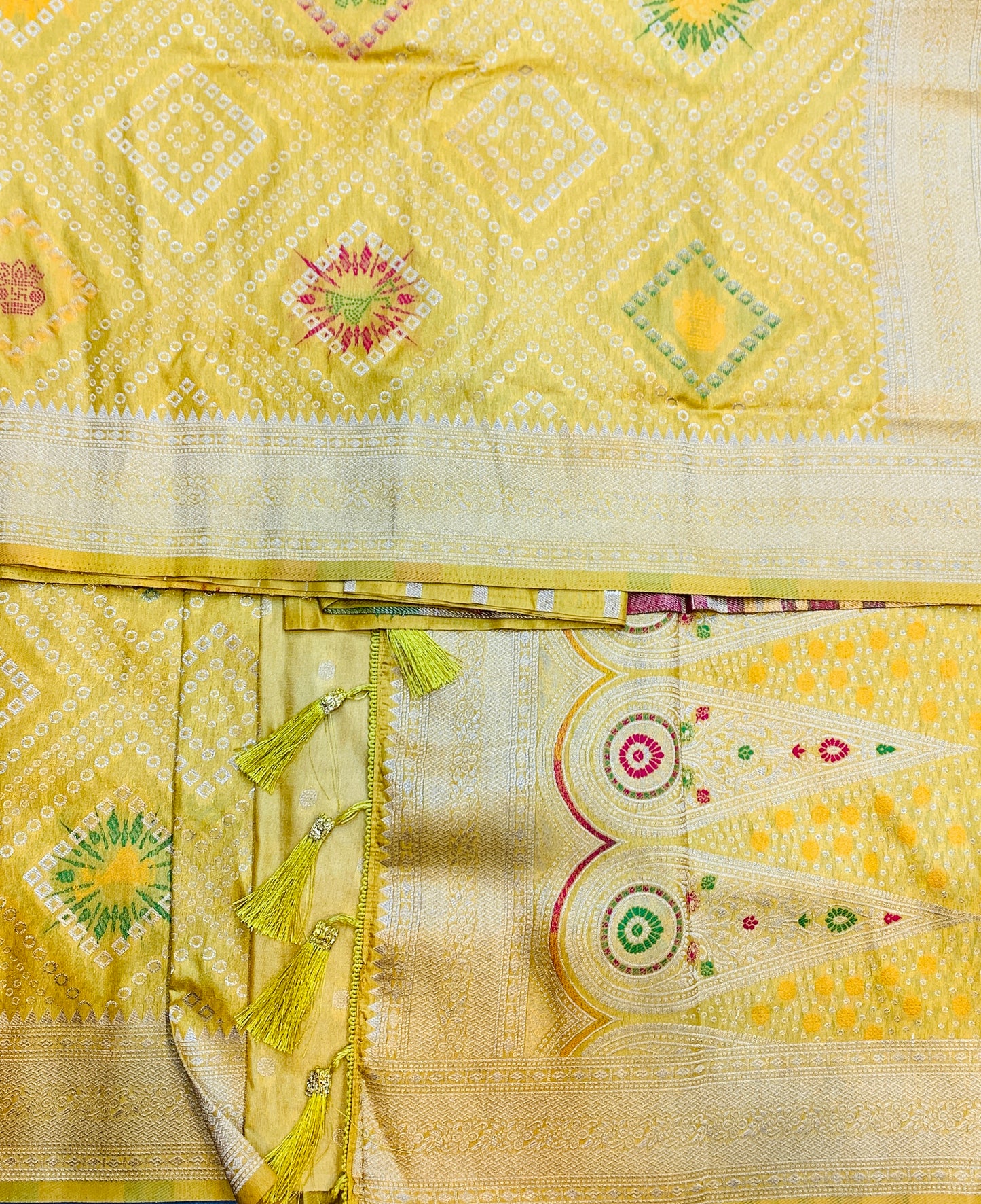 Banaras Soft Silk Saree Mustard Colour with Sliver Colour Floral Design Border