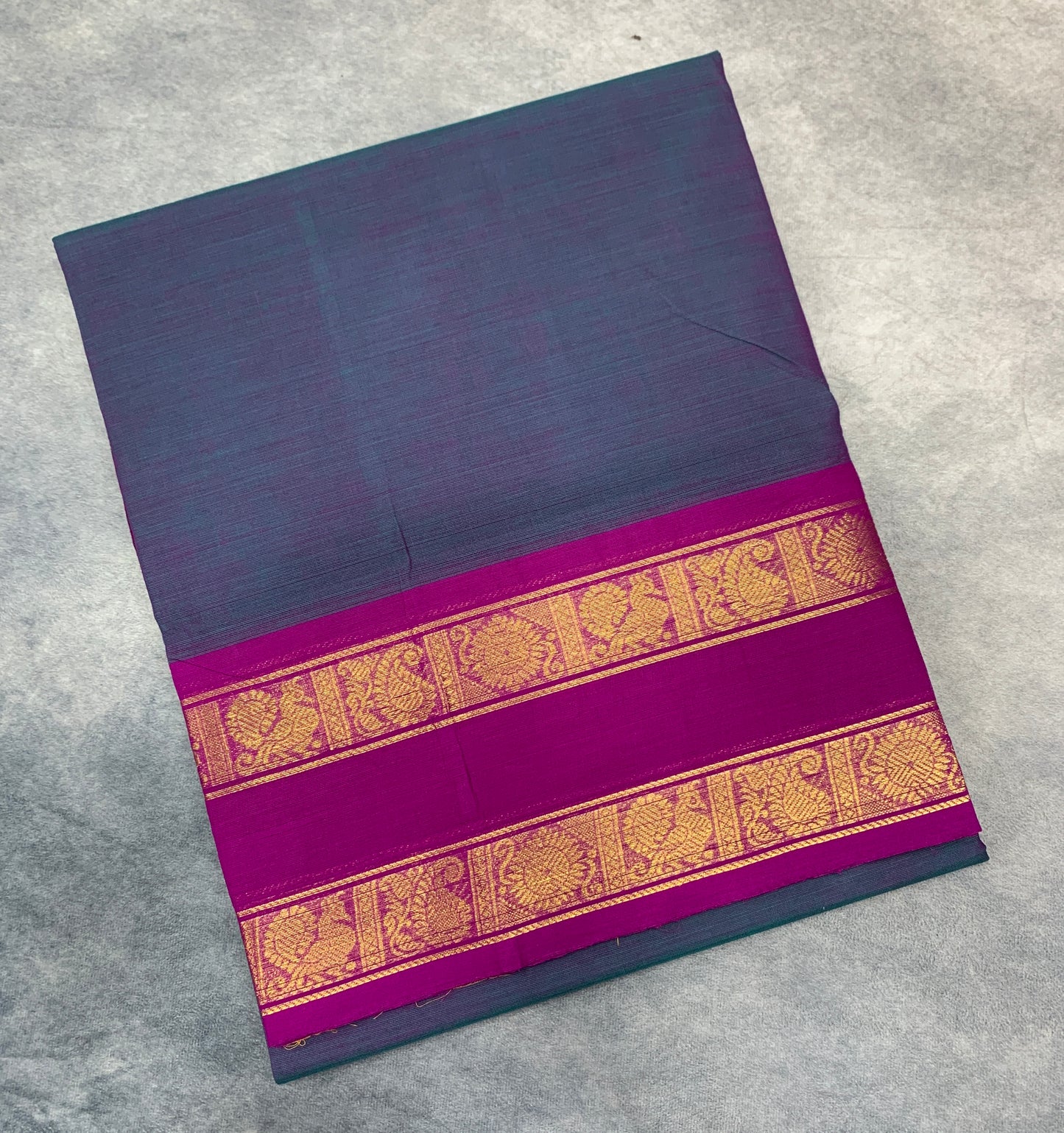 Chettinad Cotton Saree Dual Colour with Rettai Pettu Border