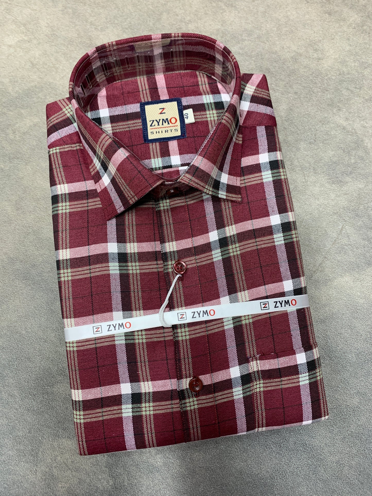 Full Sleeve Maroon Colour Shirt with Checked Design