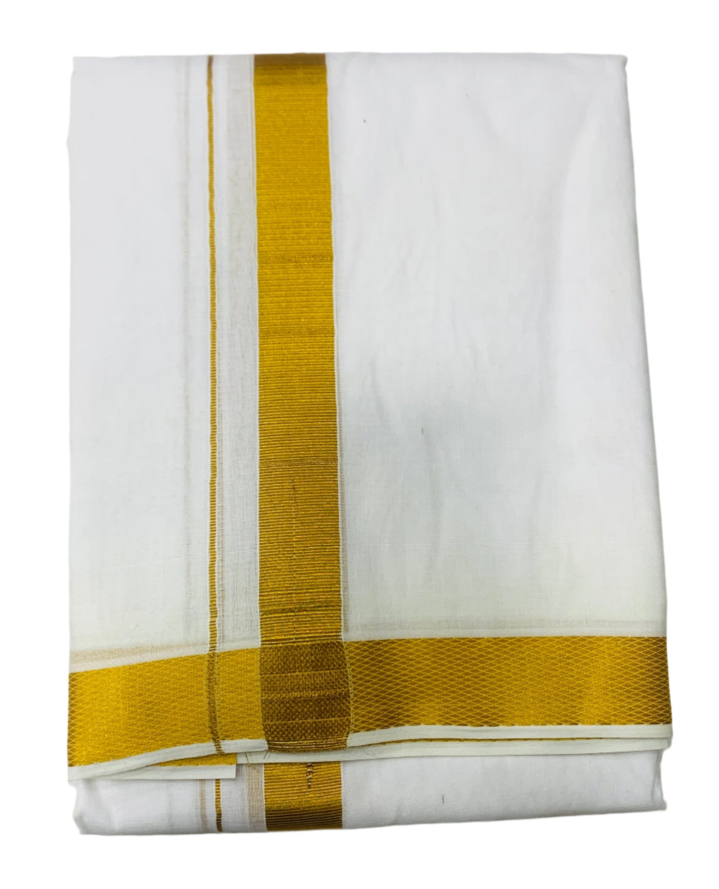 9X5 Cotton Dhoti White Zari Border with Angavastram