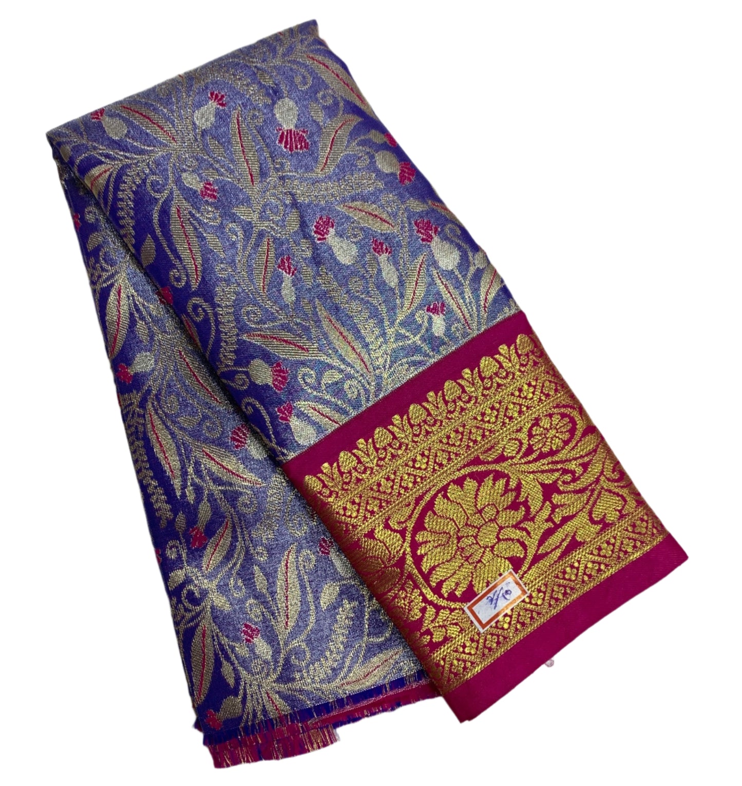 Blue Shade Vegan Silk Kids Pattu Pavadai with Contrast Border for Newborn to 2 Years