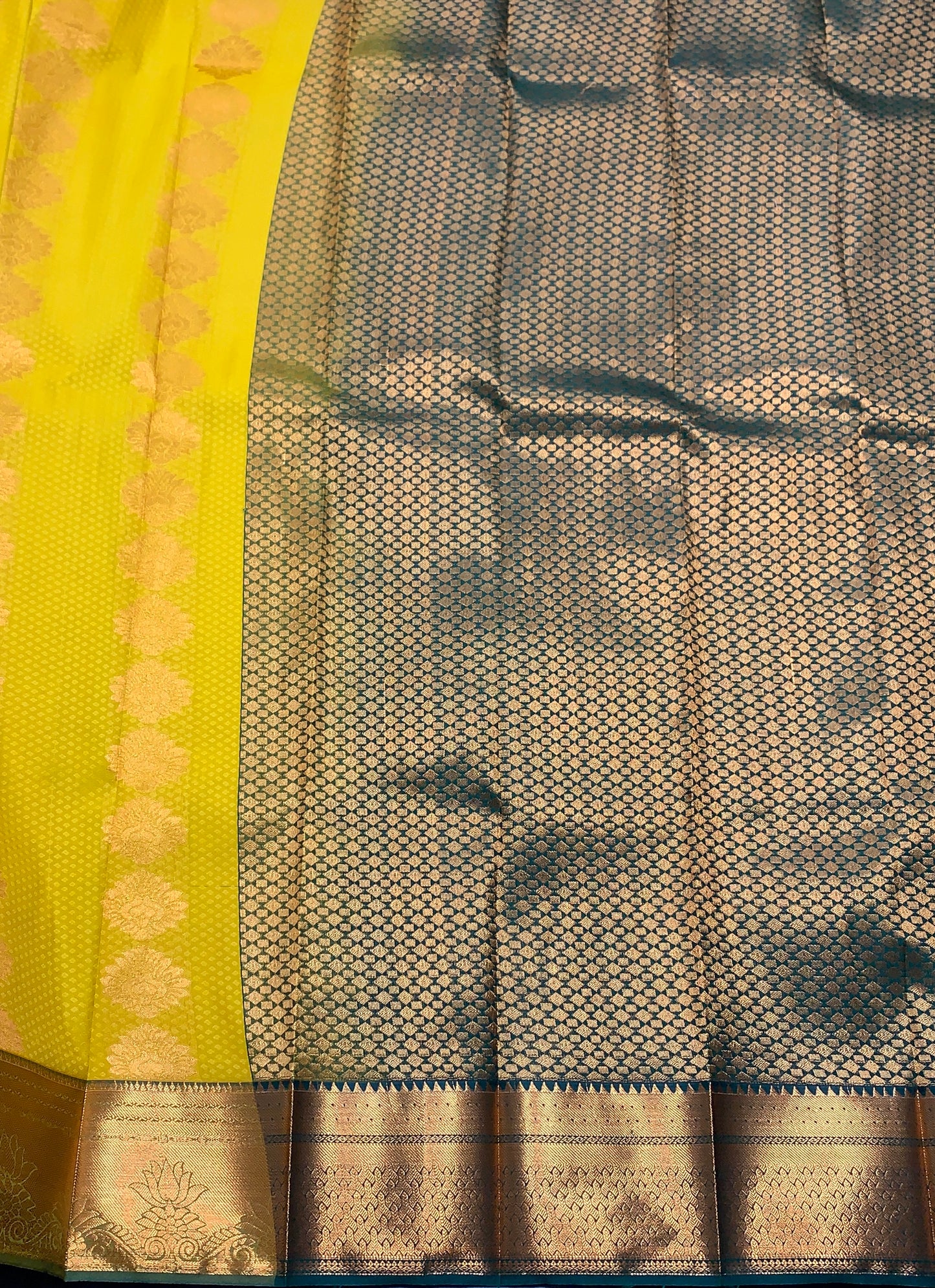 Vegan Silk Saree Mustard Colour Saree with Copper Border