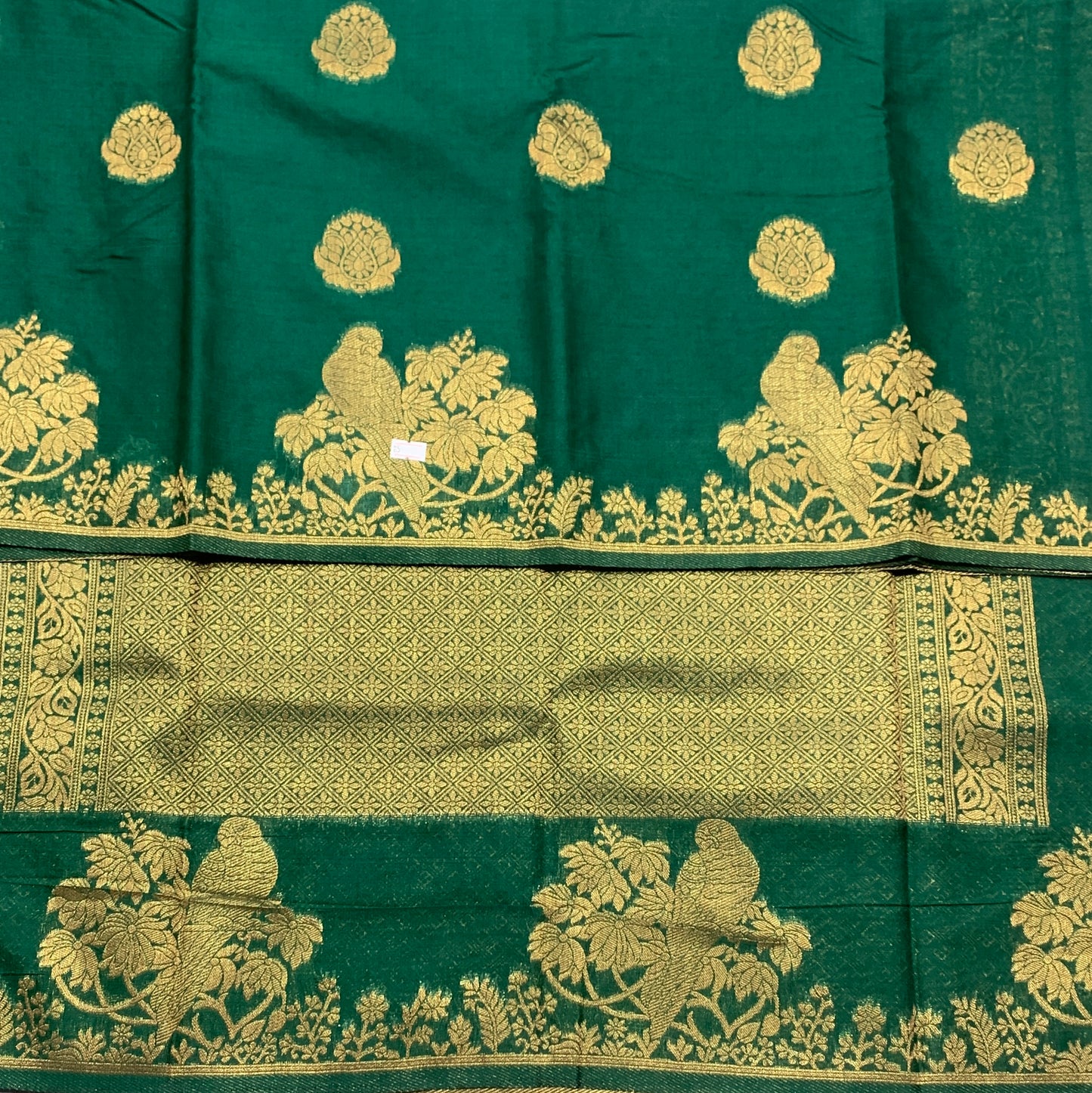 Kora Silk Saree Green Colour with Flower Design Border