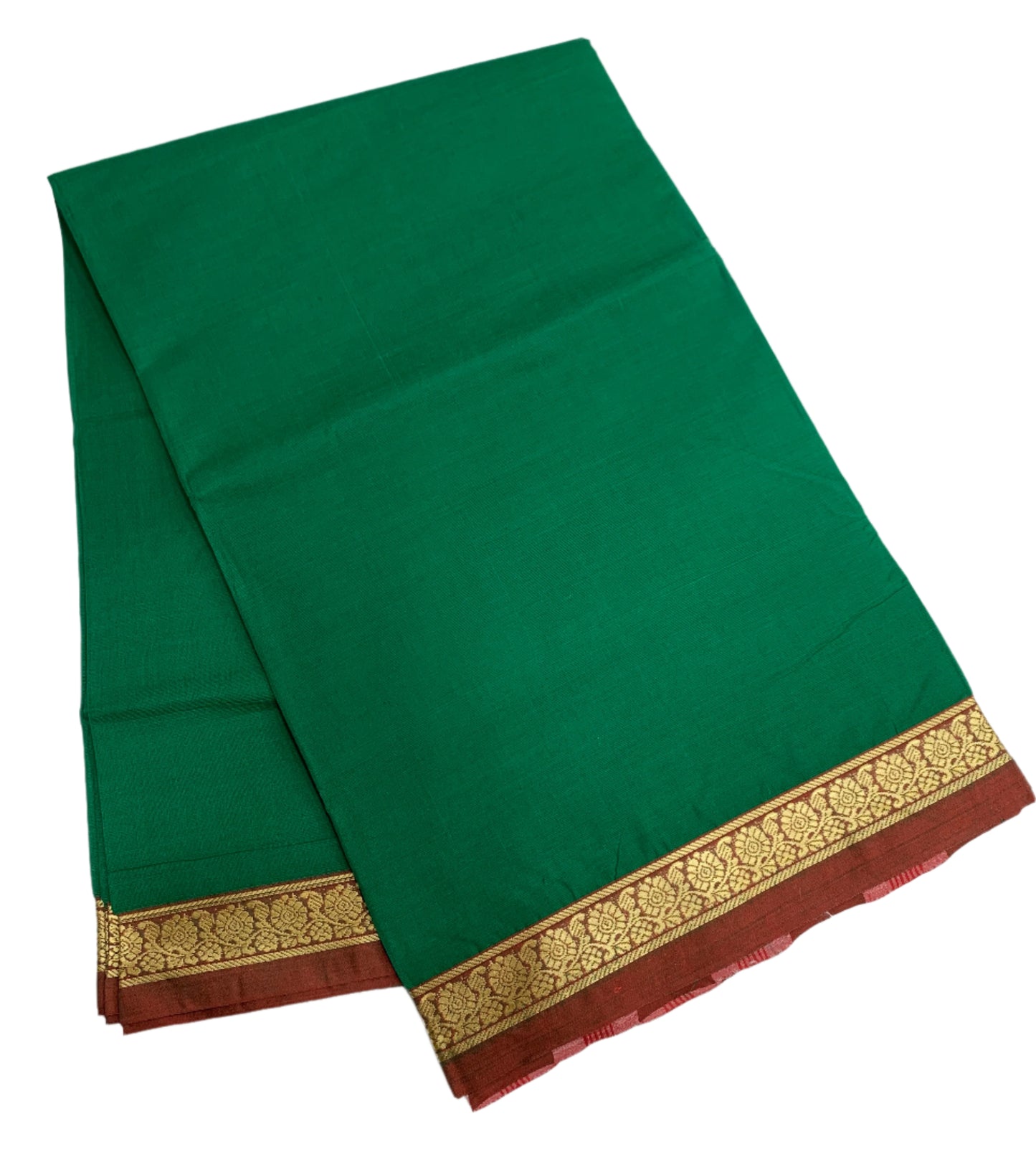 Chettinad Cotton Saree Green Colour with Maroon Border