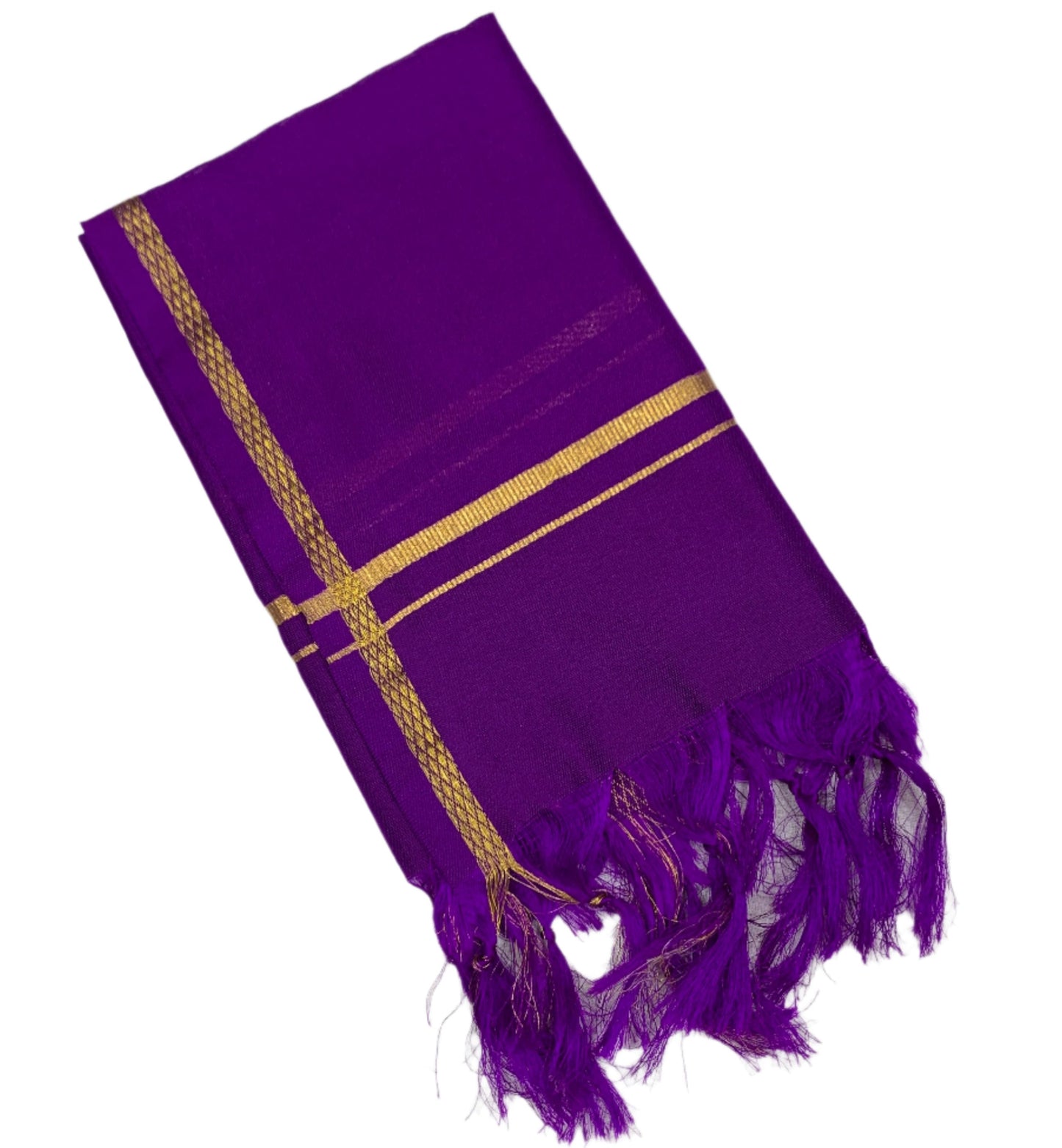 2 Mulam Silk Pooja Towel Violet Colour