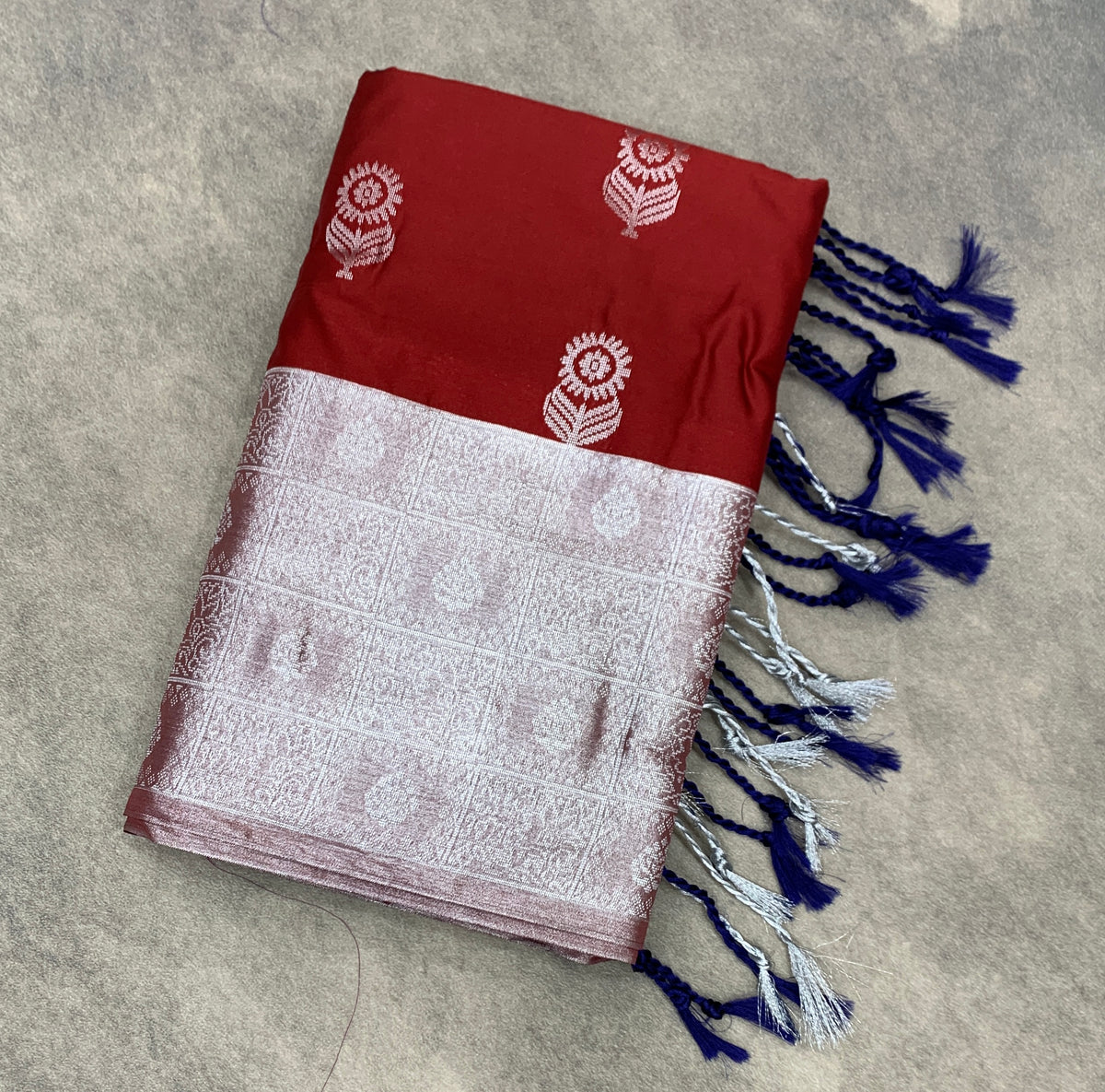 Art Silk Saree Maroon Colour with Sliver Zari Border