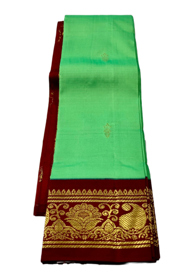 Kanchipuram Silk Saree Apple Green Colour