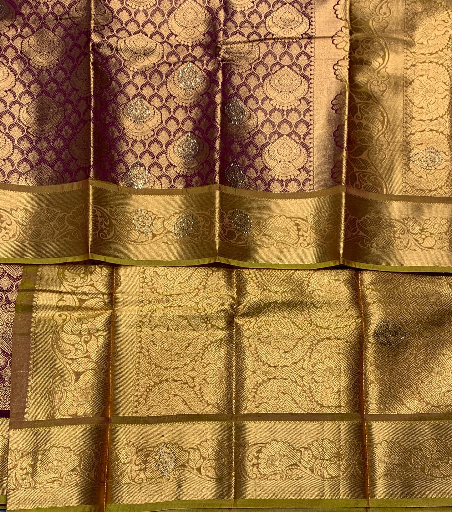 Vegan Silk Saree Maroon Colour with Copper and Golden Yellow Border