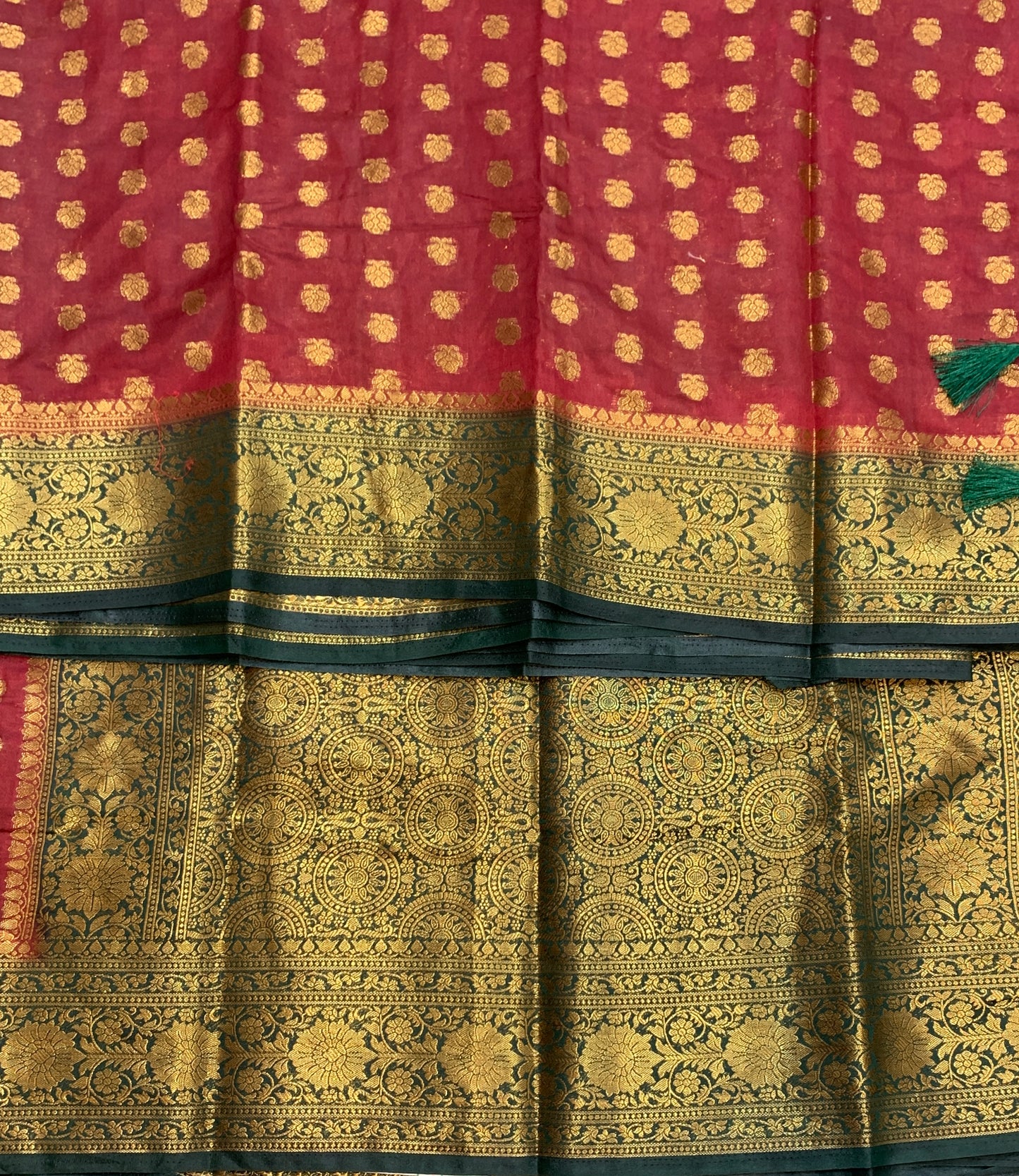 Crepe Saree Maroon Colour with Green Border
