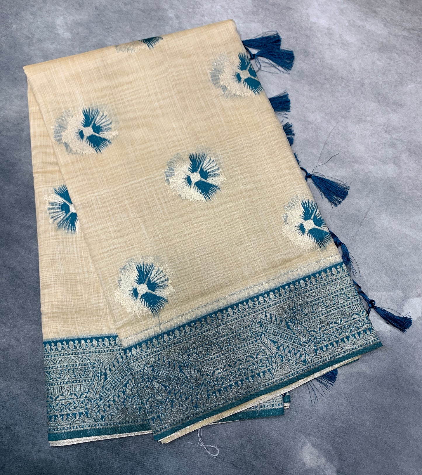 Banaras Katan Saree Tussar Colour with Katan Work Border
