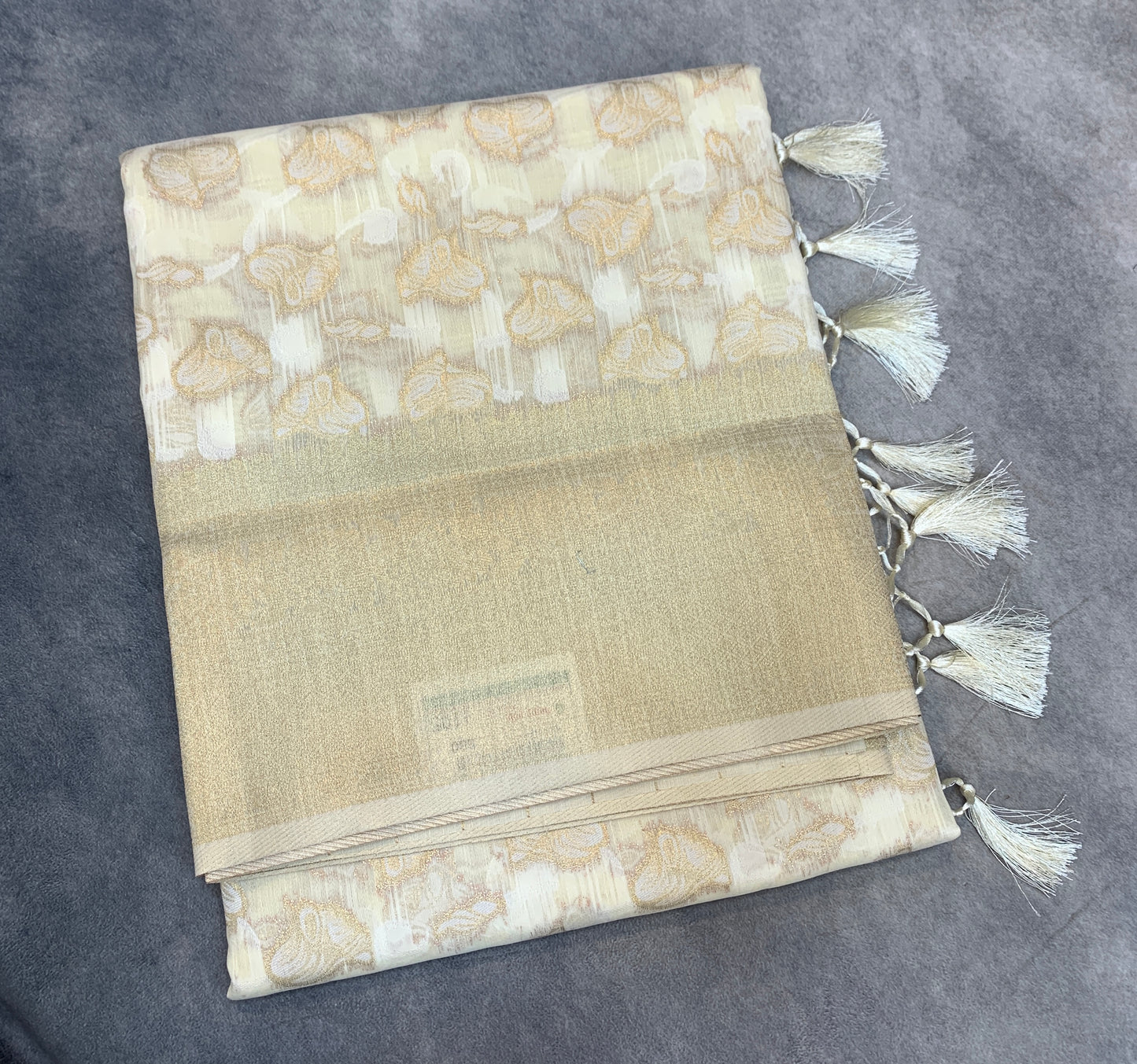 Banaras Katan Saree Off White Colour with Katan Work Border