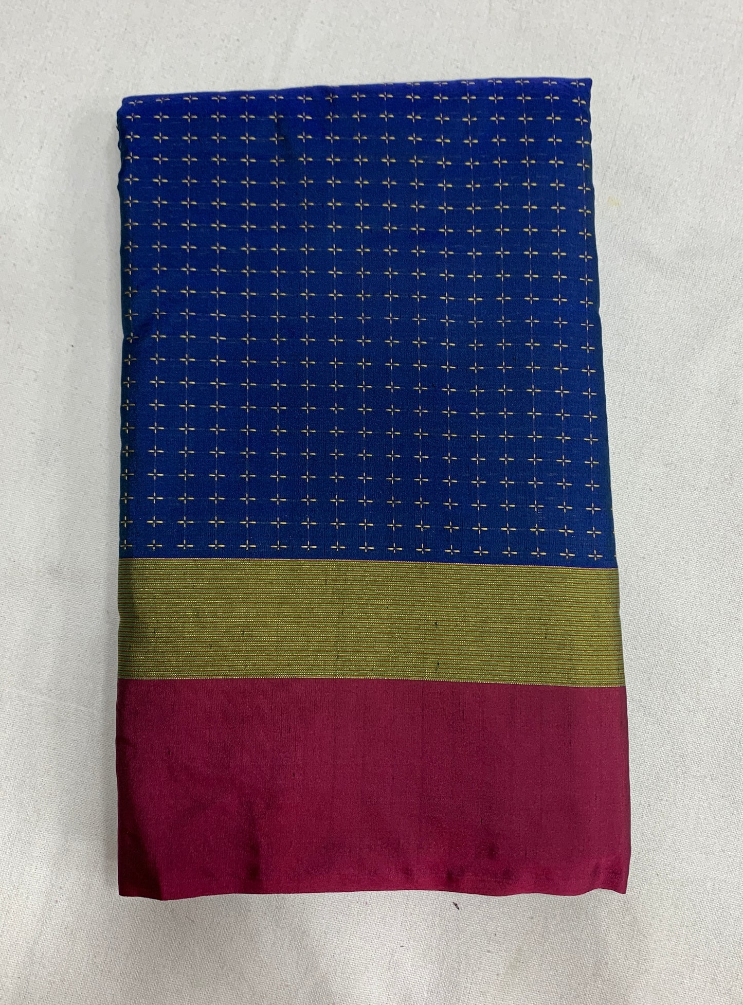 Arani Silk Saree Blue Colour with Maroon and Golden Border