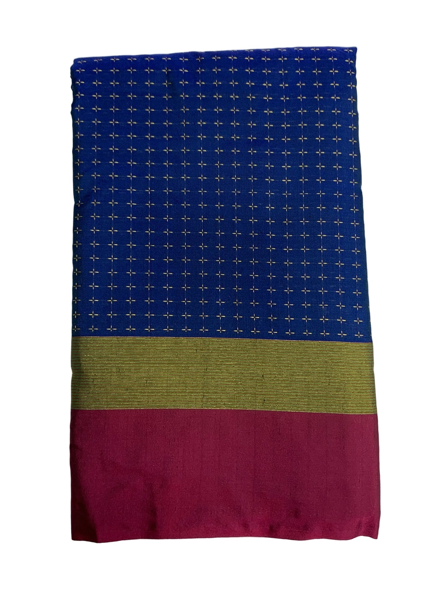 Arani Silk Saree Blue Colour with Maroon and Golden Border