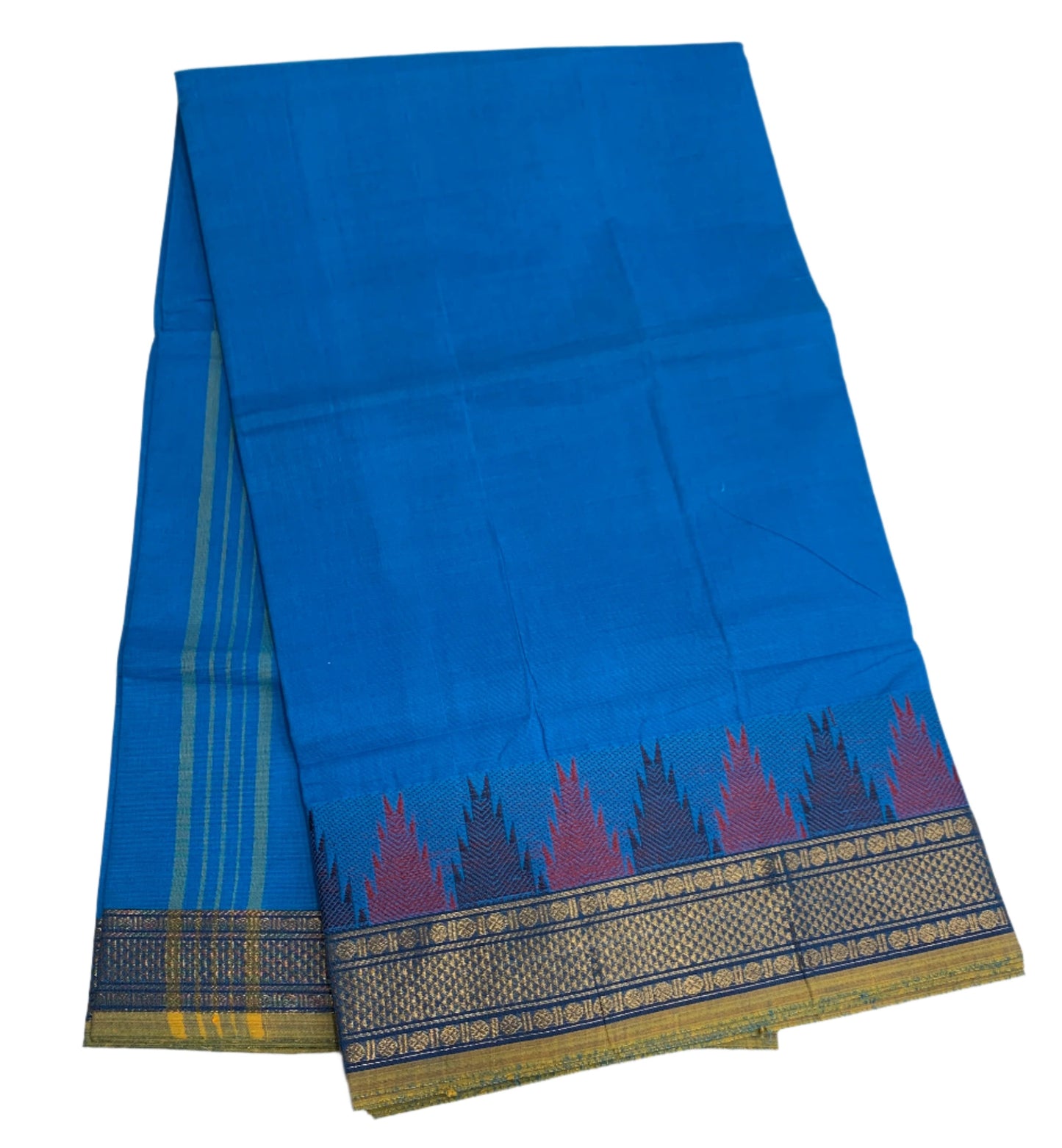 Chettinad Cotton Saree Sky Blue Colour with Blue Border