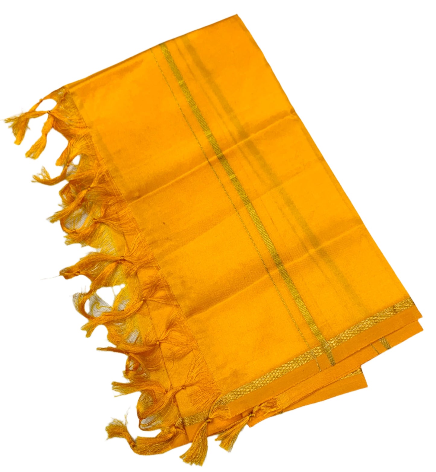 2 Mulam Silk Pooja Towel Yellow Colour