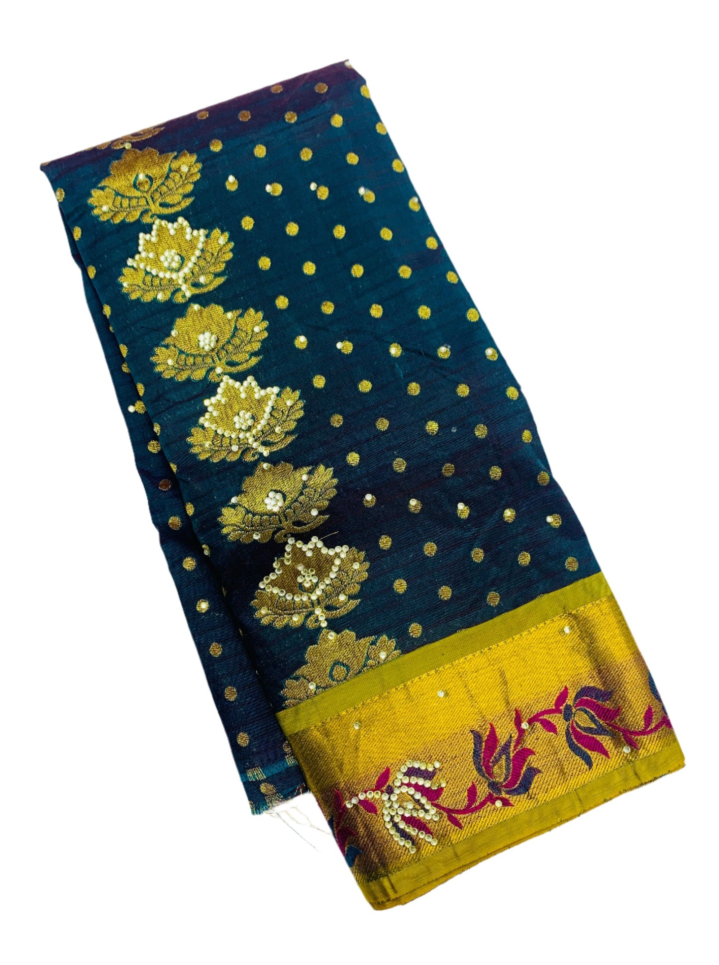 Dark Green Shade Vegan Silk Kids Pattu Pavadai with contrast border for newborn to 2 Years