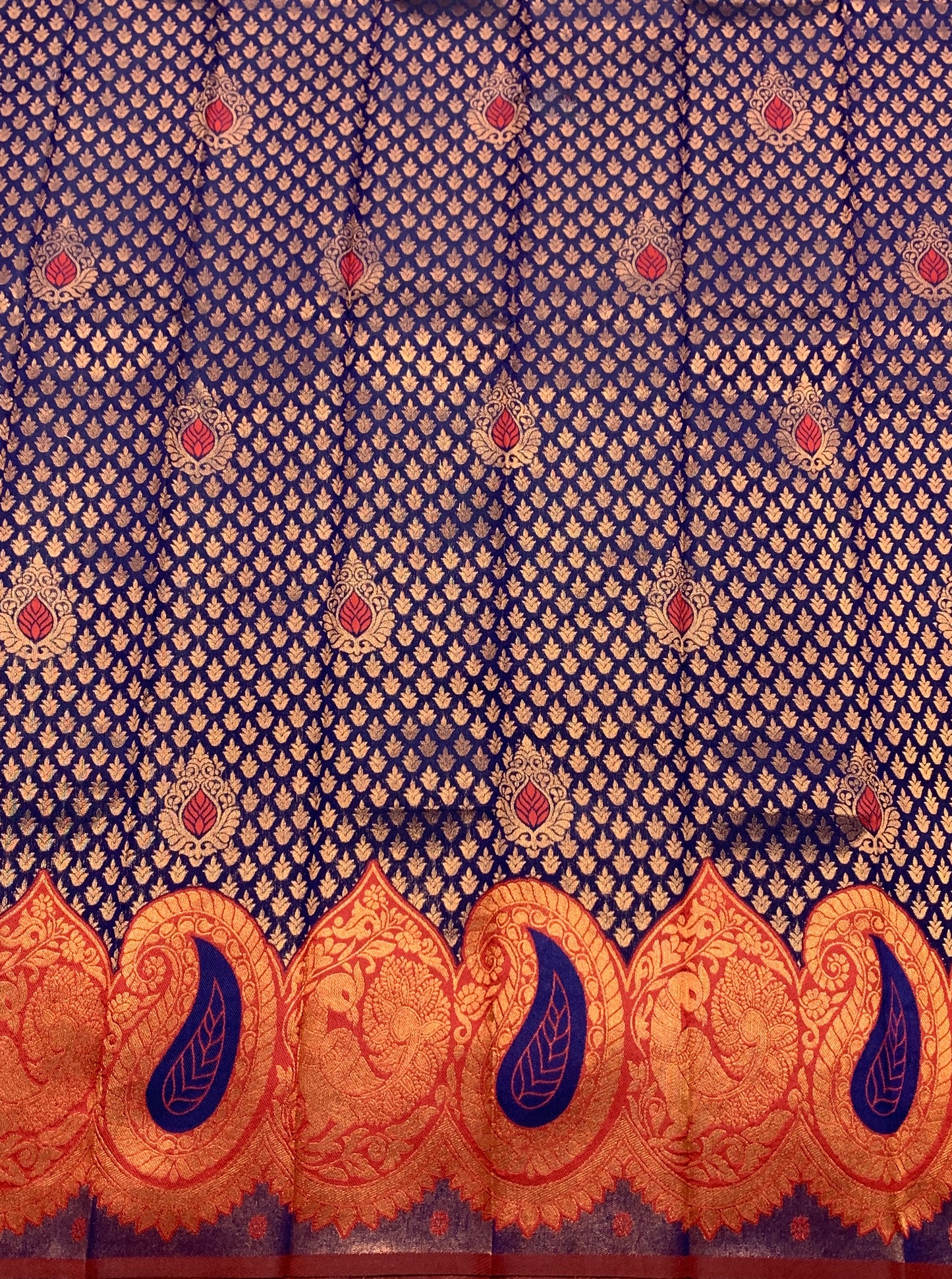 Navy Blue Colour Art Silk Saree with Maroon Border