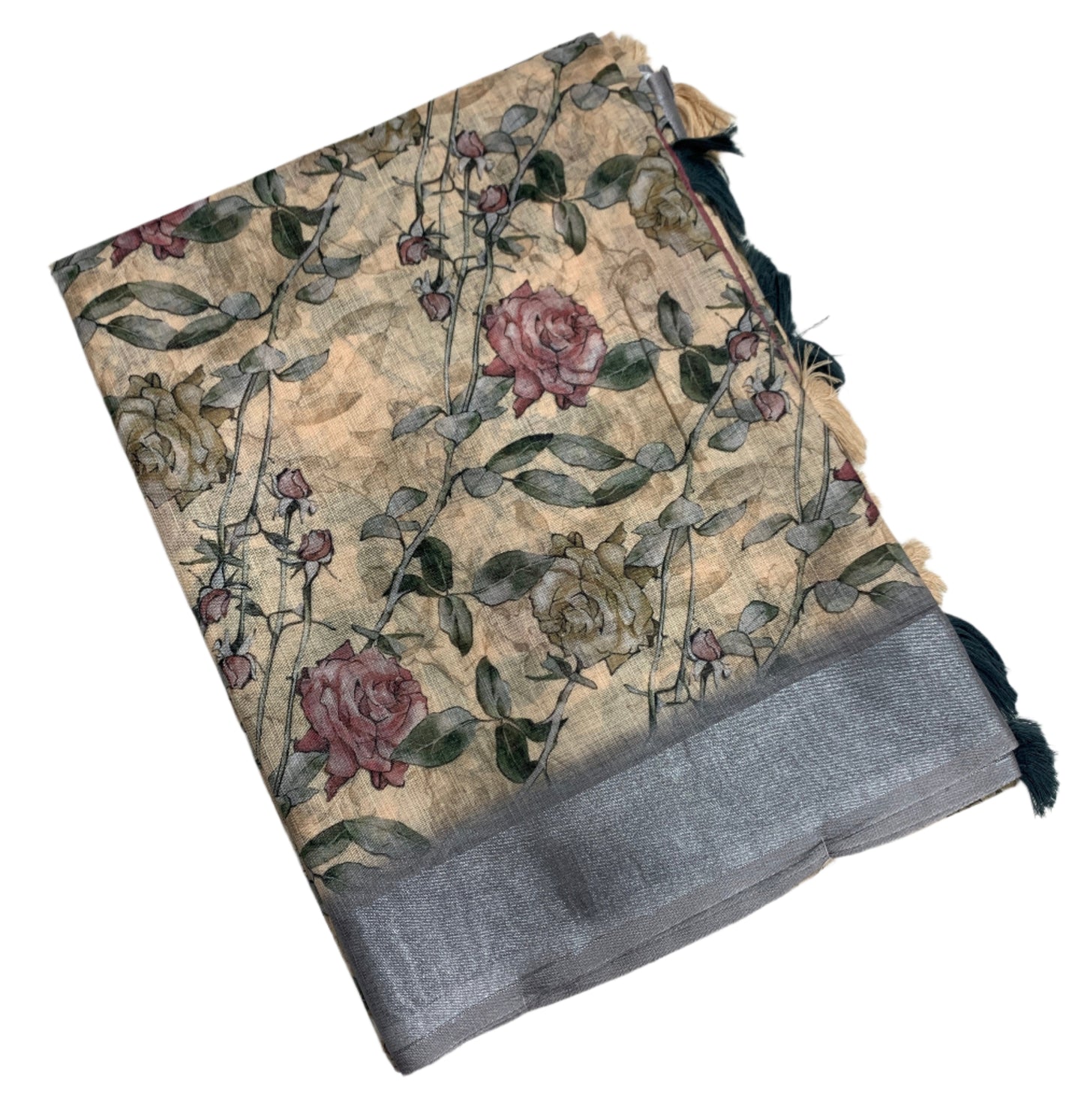 Jute Cotton Saree Biscuit Shade with Thread Border