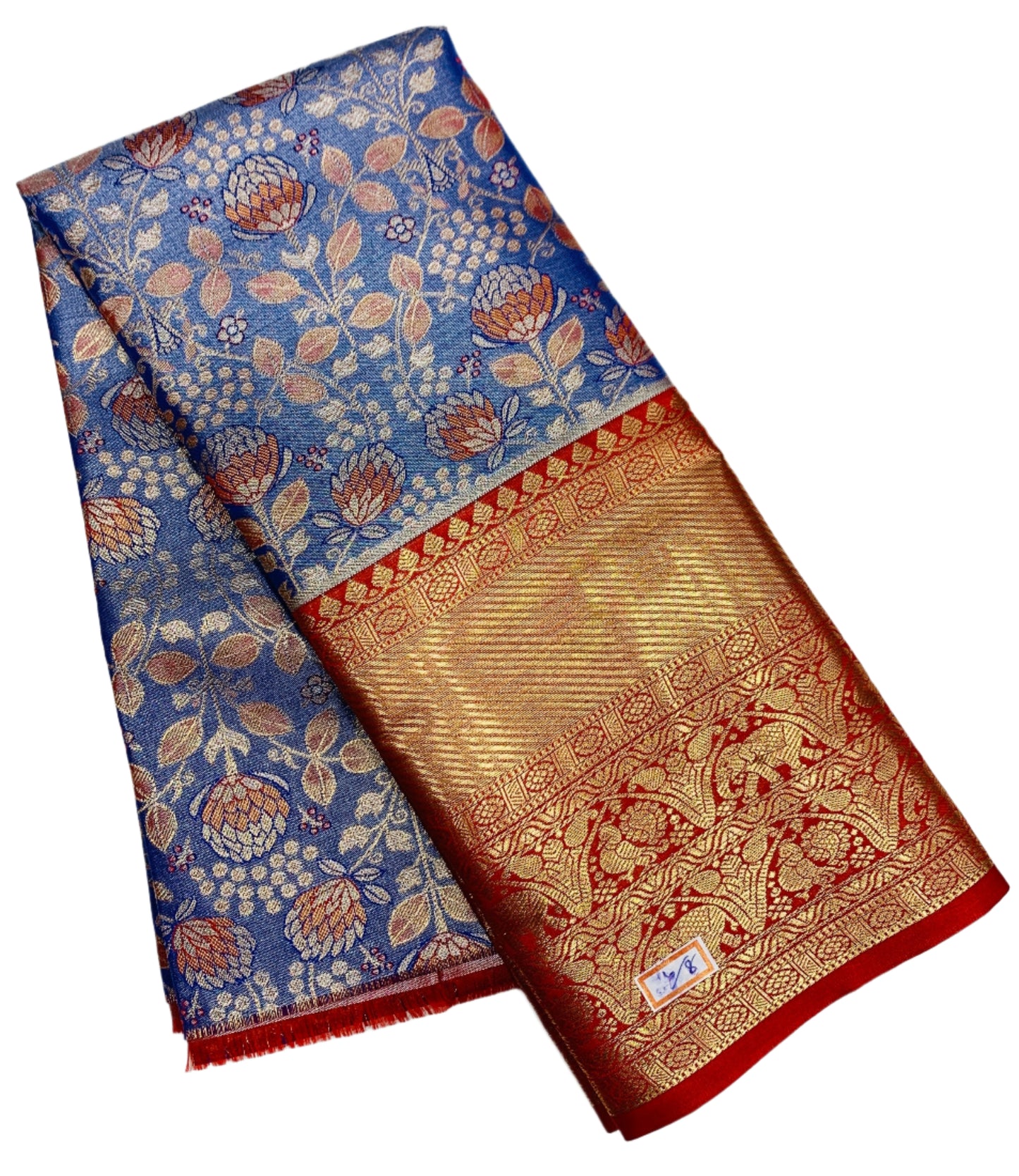 Blue Shade Vegan Silk Kids Pattu Pavadai with Contrast Border for age 2 to 5