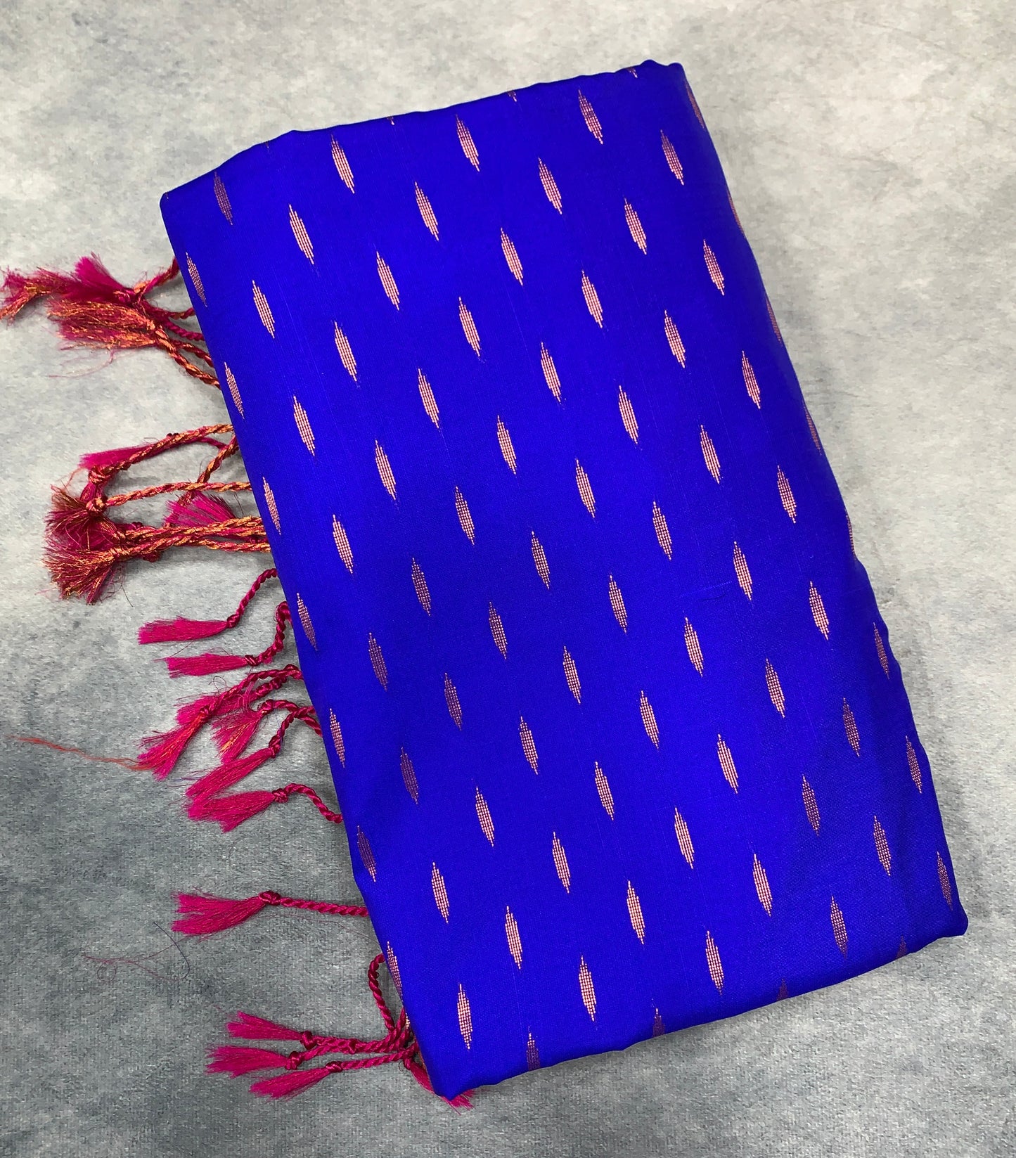 Soft Vegan Silk Saree Blue Colour with Pink and Copper Border