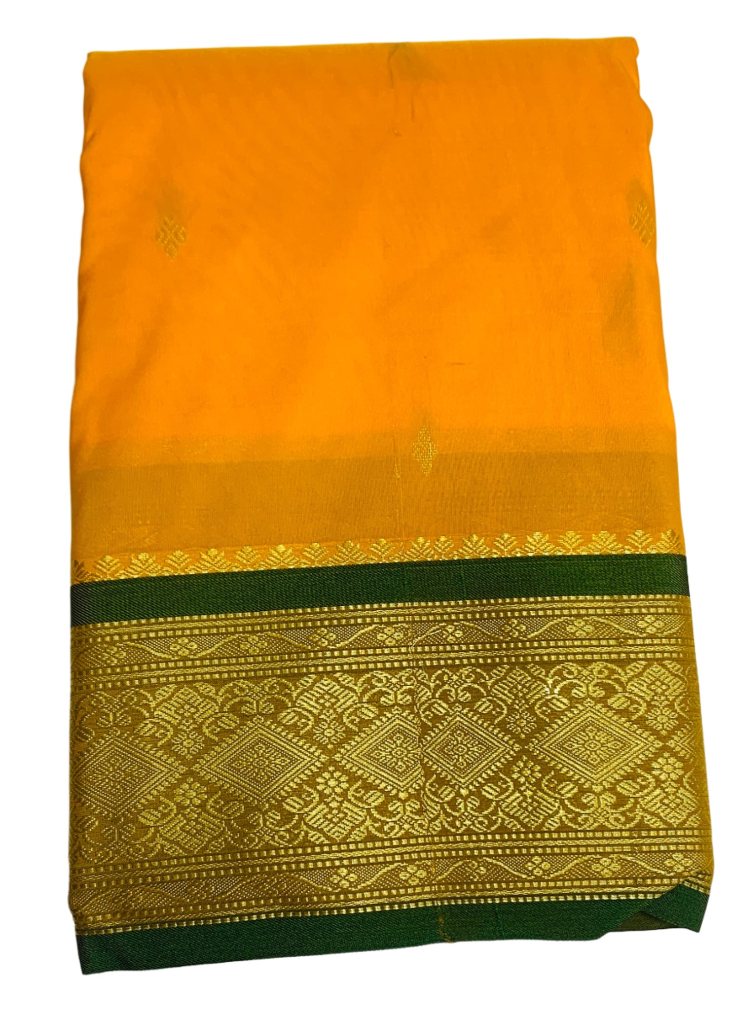 Light Yellow Shade Saree with Golden and Green Border