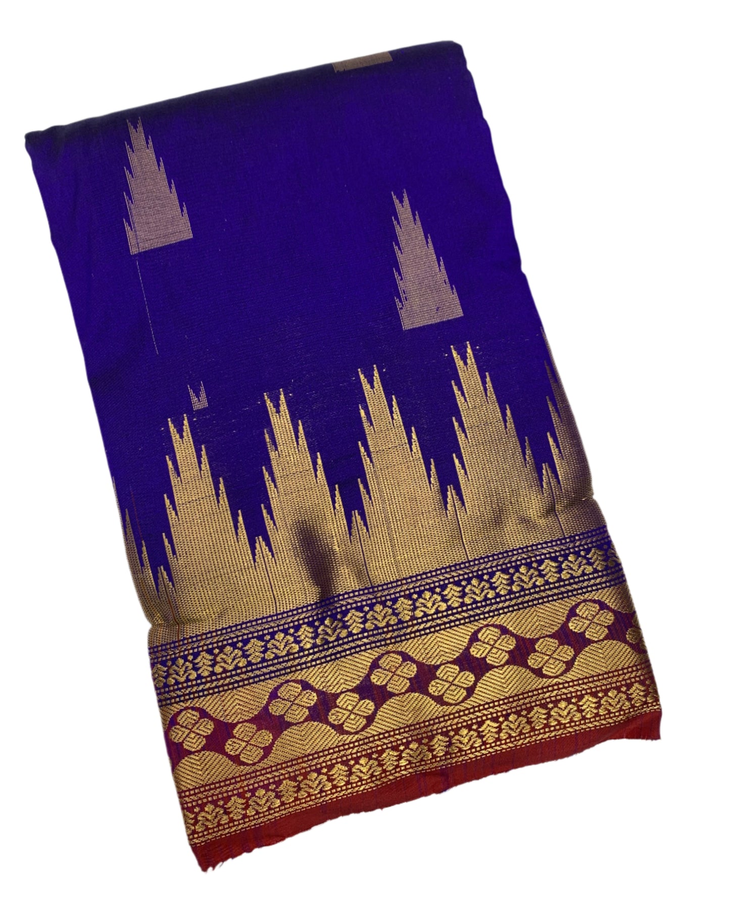 Pure Kanchipuram Silk Blue Colour Saree with Red Border