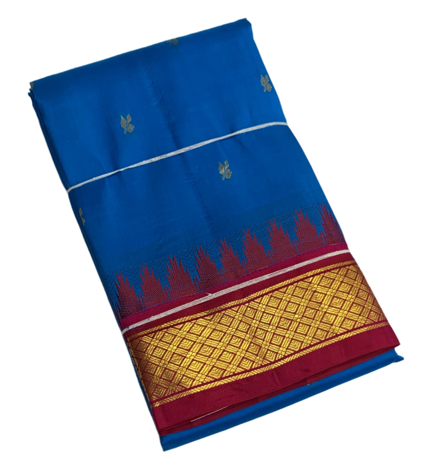 Pure Kanchipuram Silk Saree Sky Blue Colour with Pink Border