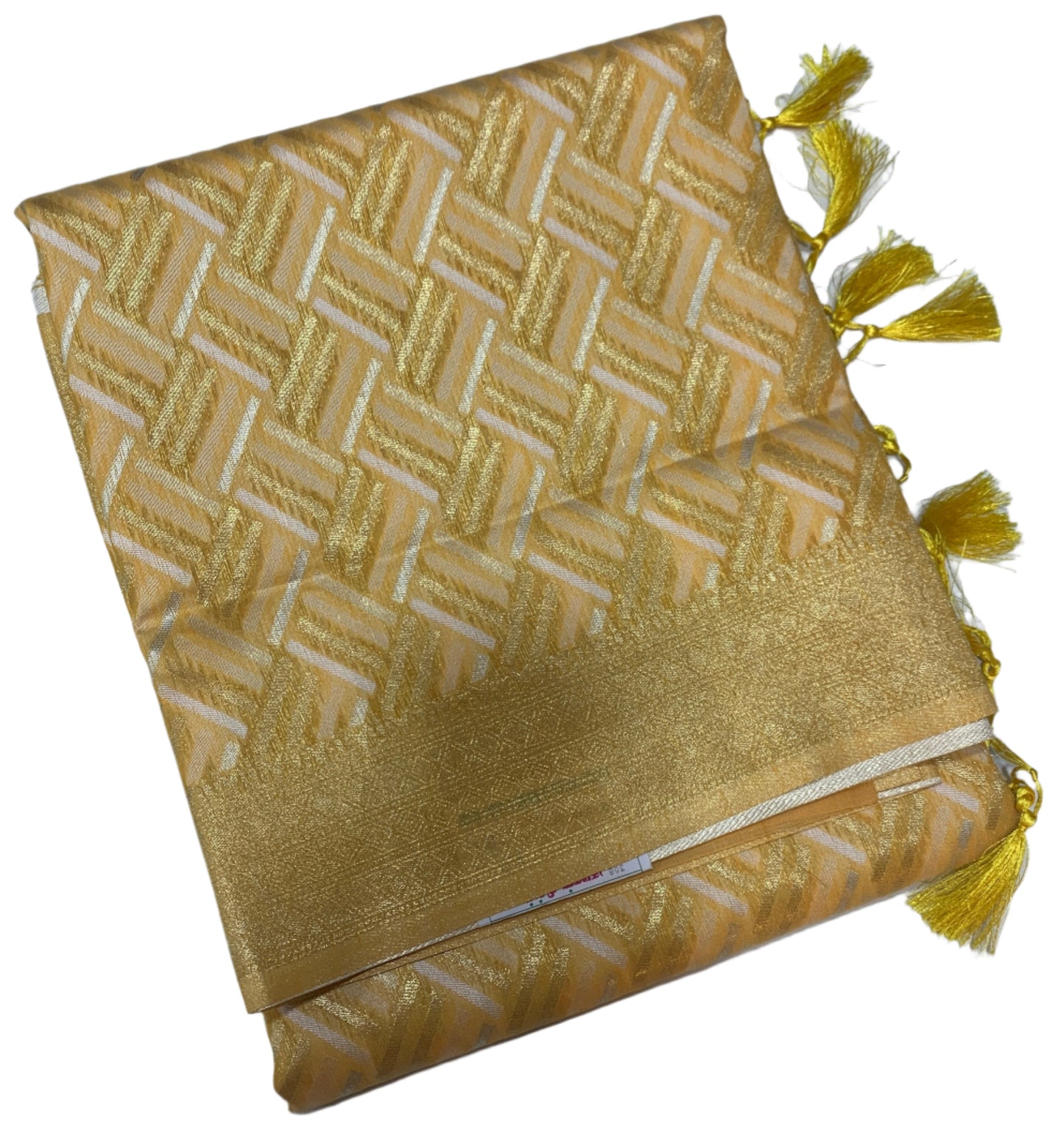 Banaras Katan Saree Yellow Colour with Katan Work Border