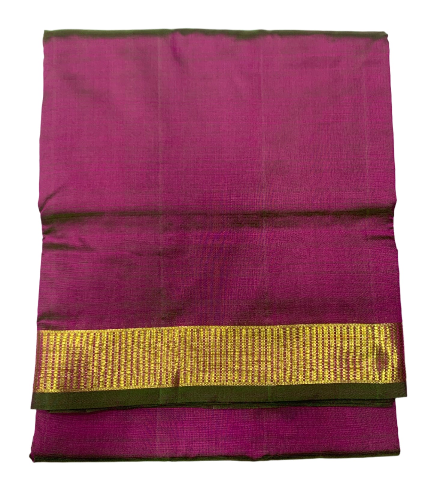 9 yards/Madisar Pure Kanchipuram Silk Saree Dual Shade with Golden Zari Border with Silk Mark