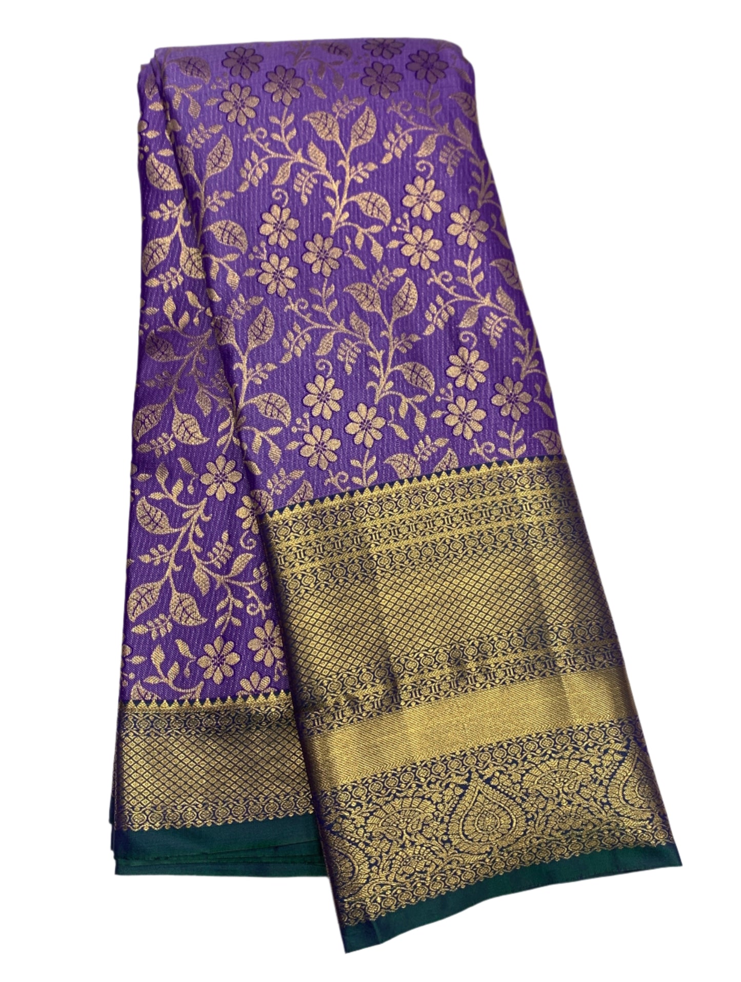 Vegan Silk Saree Lavender Colour with Green Border
