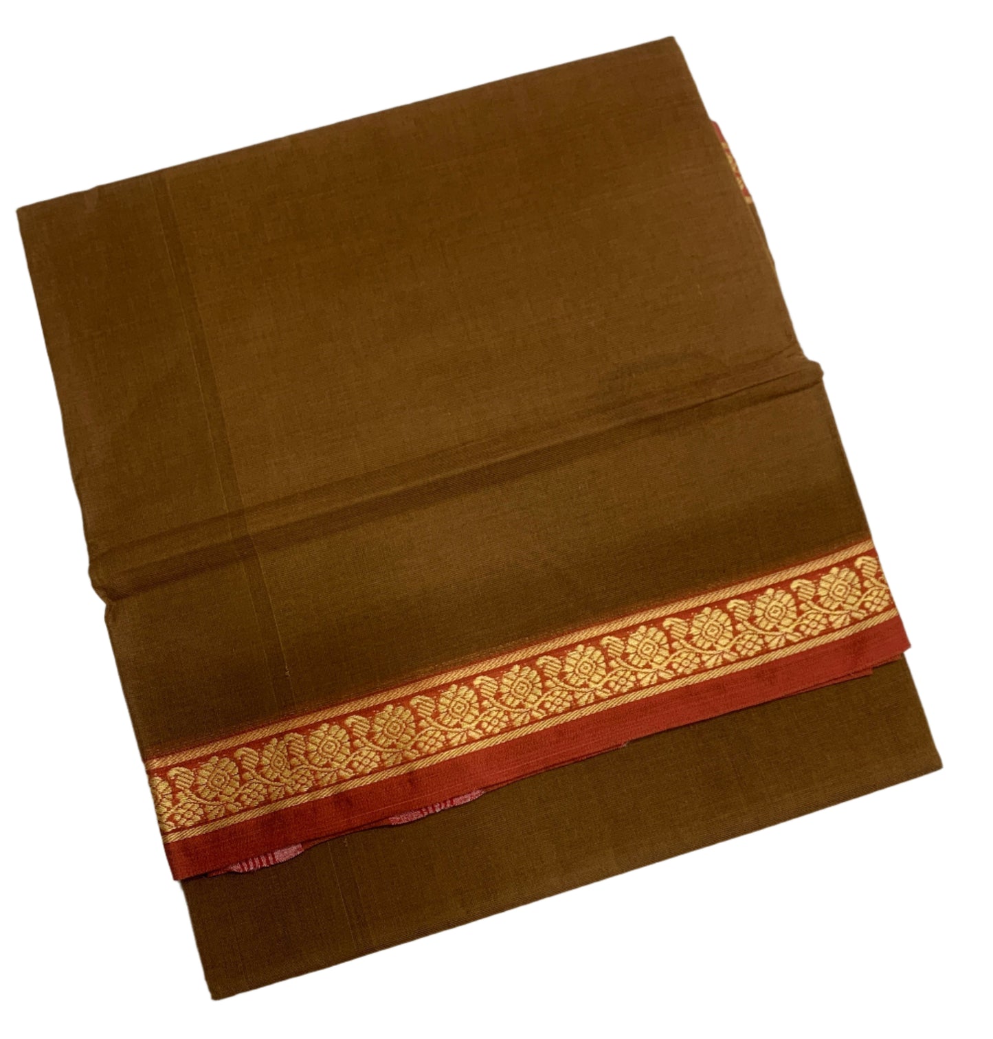 Chettinad Cotton Saree Chocolate Brown Colour with Maroon Border