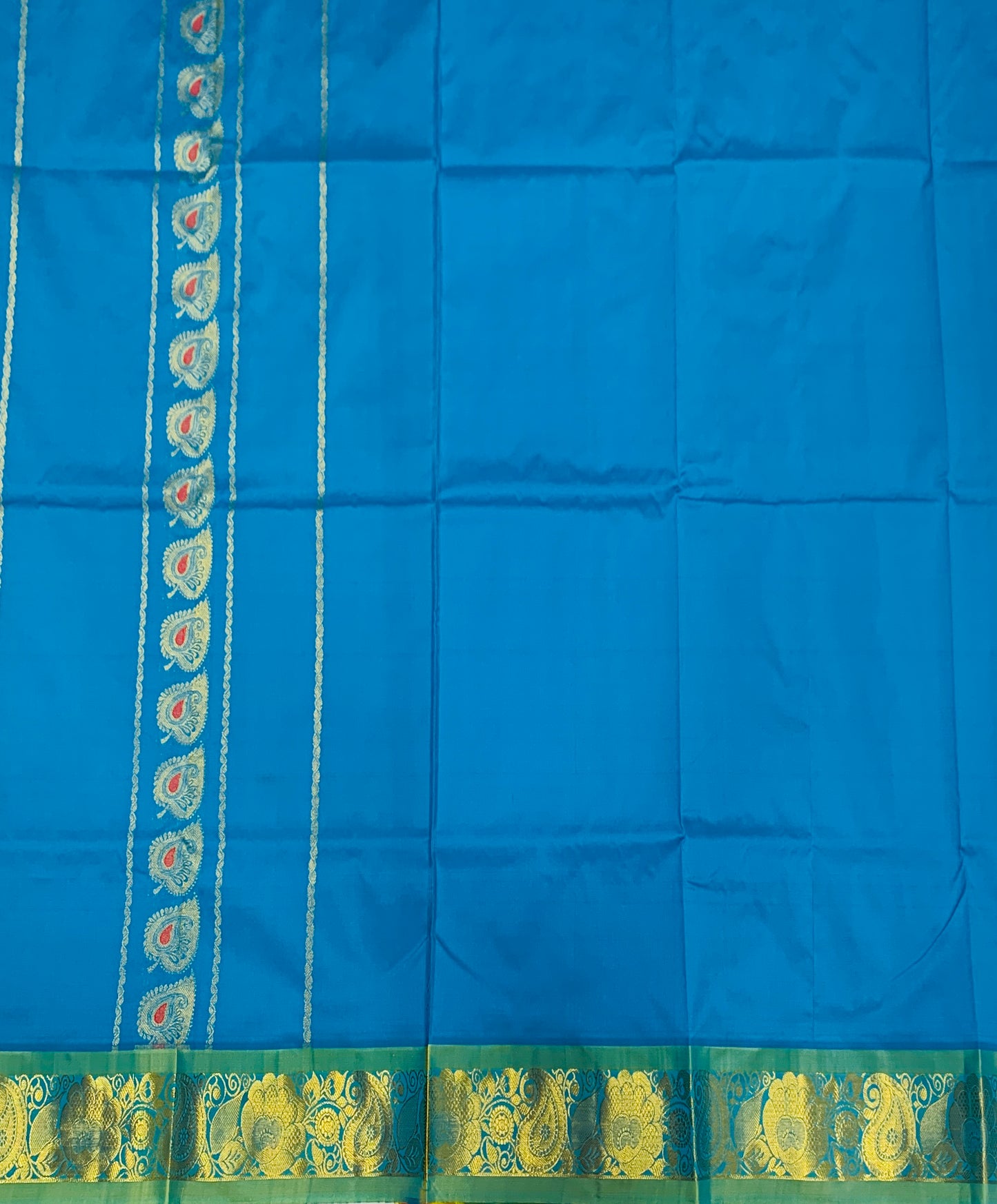 Sky Blue shade Semi silk Kids Pattu Pavadai with Contrast border for age 5 to 10